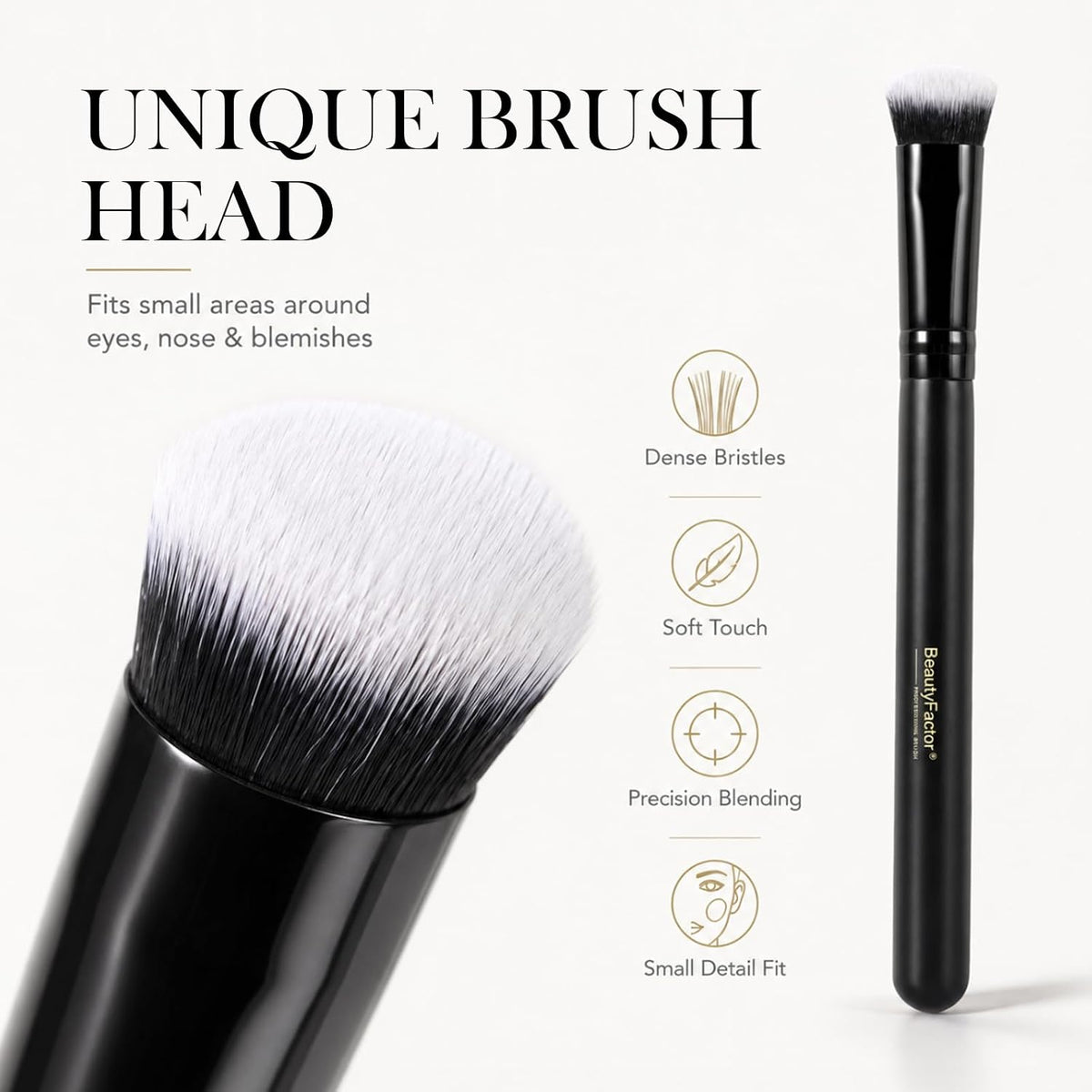 Concealer Brush, Under Eye Blending Brush | For Liquid and Cream Concealer, Small Makeup Brush for Dark Spots, Blemishes,Dense Soft Synthetic Bristles (Black)