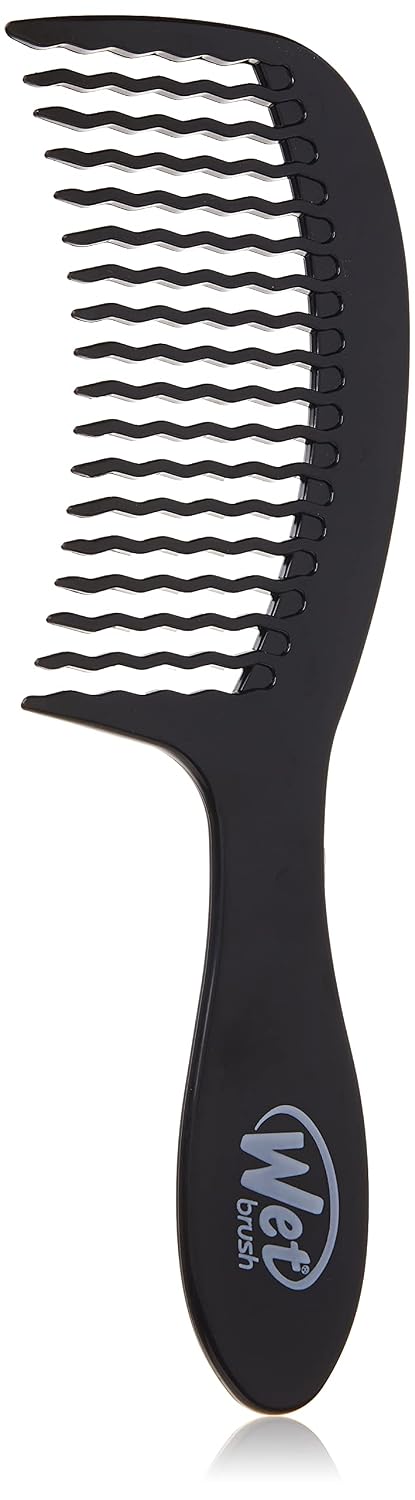 Wet Brush Detangling Comb, Black - Wide Tooth Hair Detangler with WaveTooth Design That Gently and Glides Through Tangles - Brush Throough Conditioner and Hair Masks - Gentle On Scalp and Pain-Free