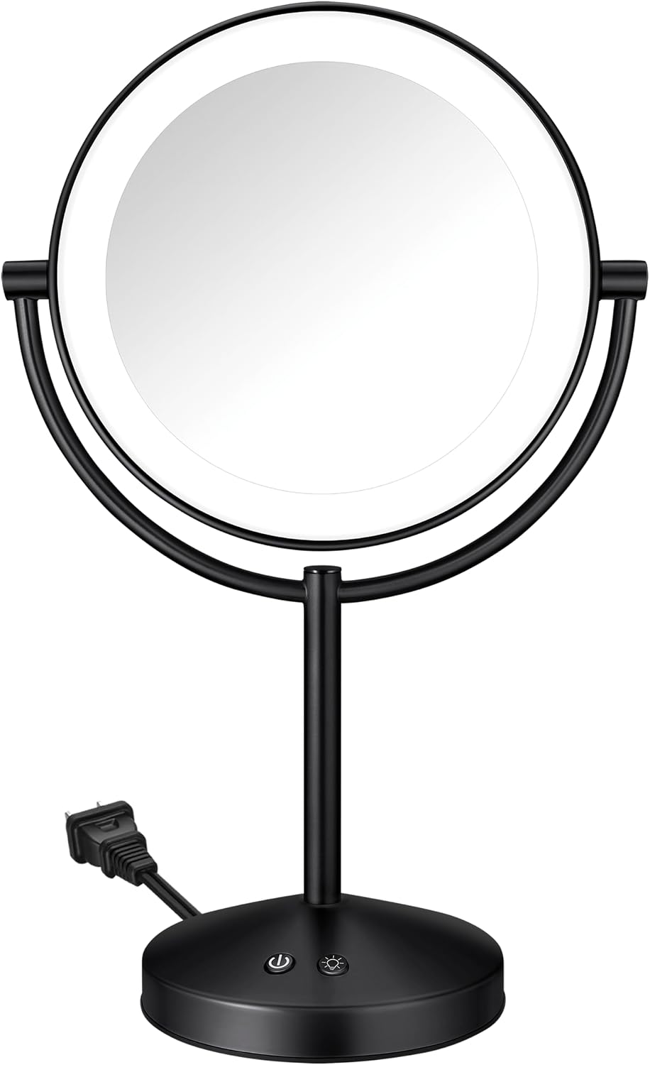 Conair Lighted Makeup Mirror, Double-Sided LED Vanity Mirror with 1X/10X Magnification, 3 Light Settings, 3 Modes, 360° Rotation, Matte Black Finish