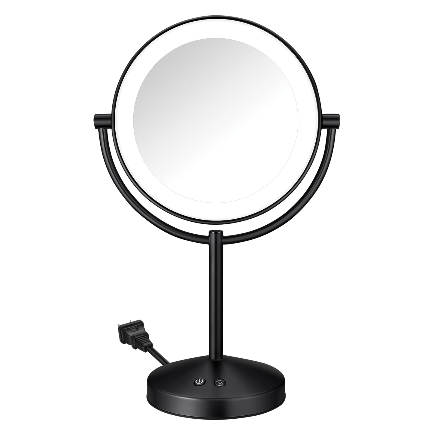 Conair Lighted Makeup Mirror, Double-Sided LED Vanity Mirror with 1X/10X Magnification, 3 Light Settings, 3 Modes, 360° Rotation, Matte Black Finish