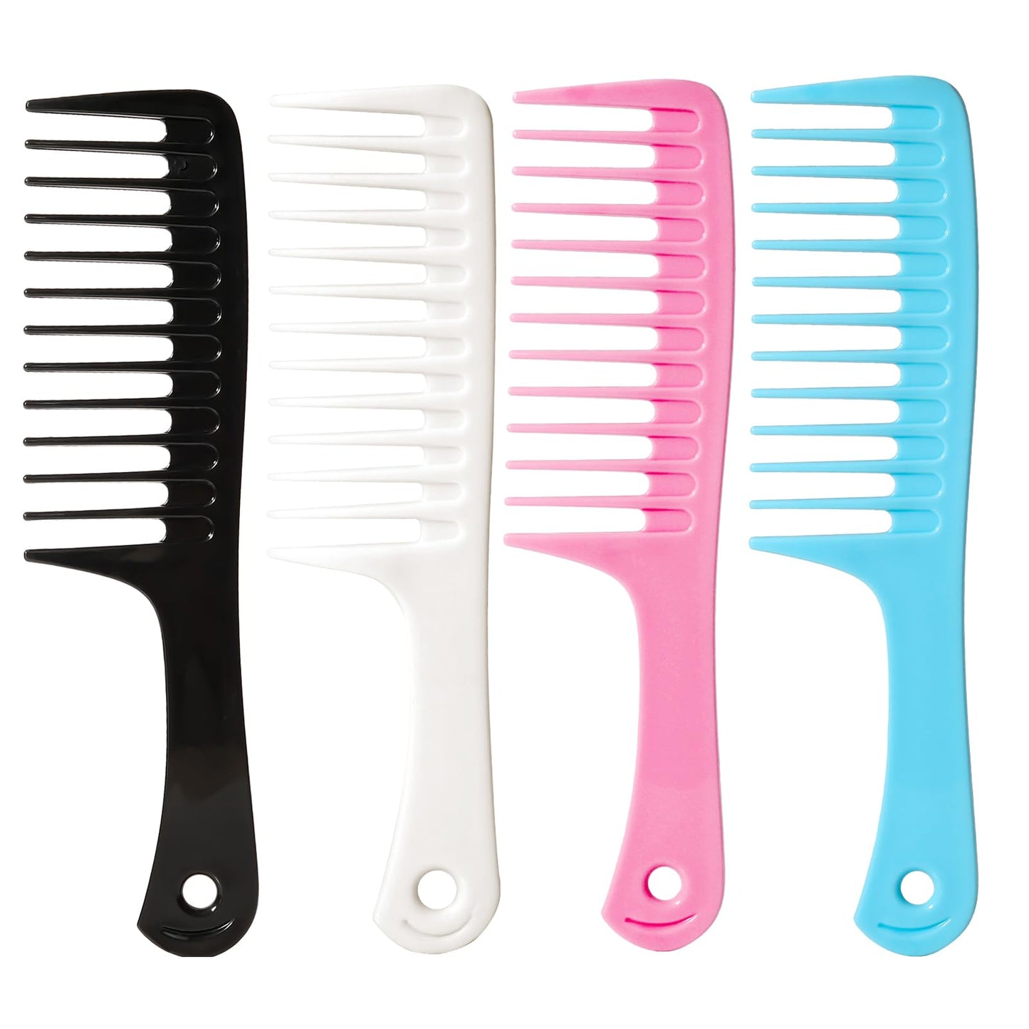 2PCS Wide Tooth Comb for Curly Hair, Large Detangling Comb for Wet or Dry Hair, Shower Comb for Women and Men(Black-Pink)
