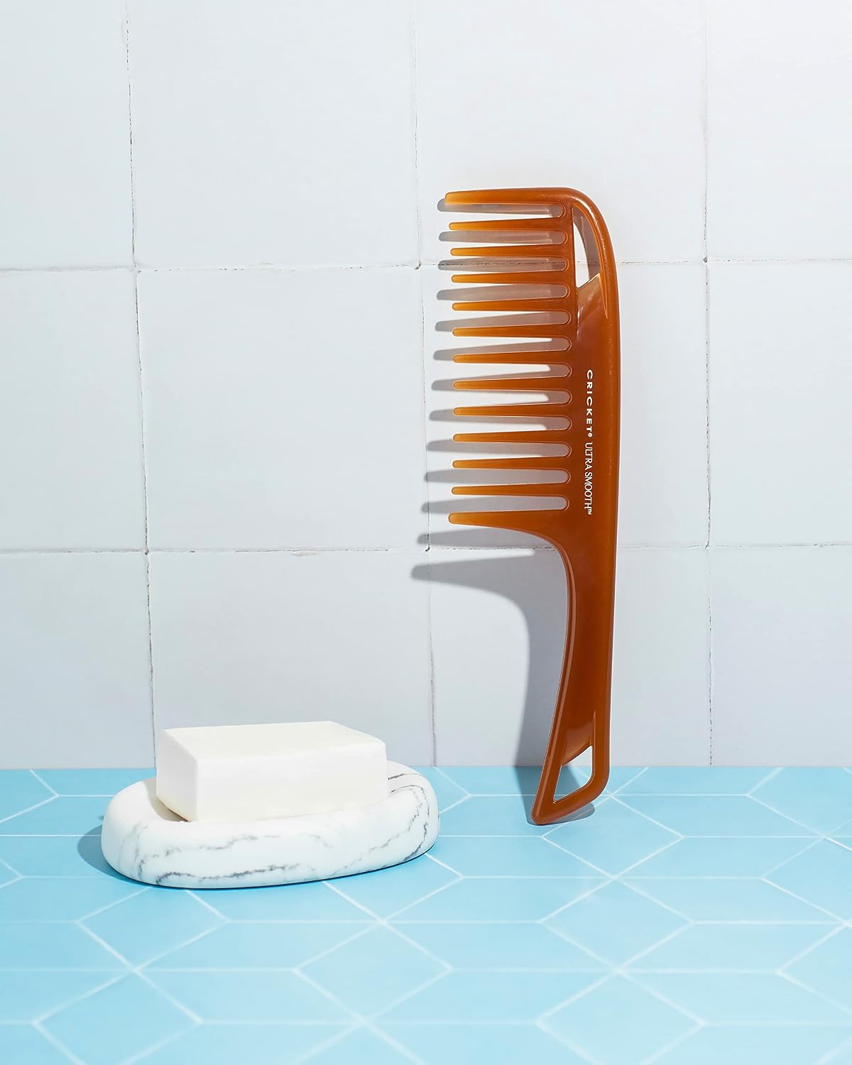 Cricket Ultra Smooth Detangler Comb for Wet, Dry, Long, Thick Hair Anti-Frizz Detangling Shower Comb with Argan & Olive Oils and Keratin Protein Infused Plastic