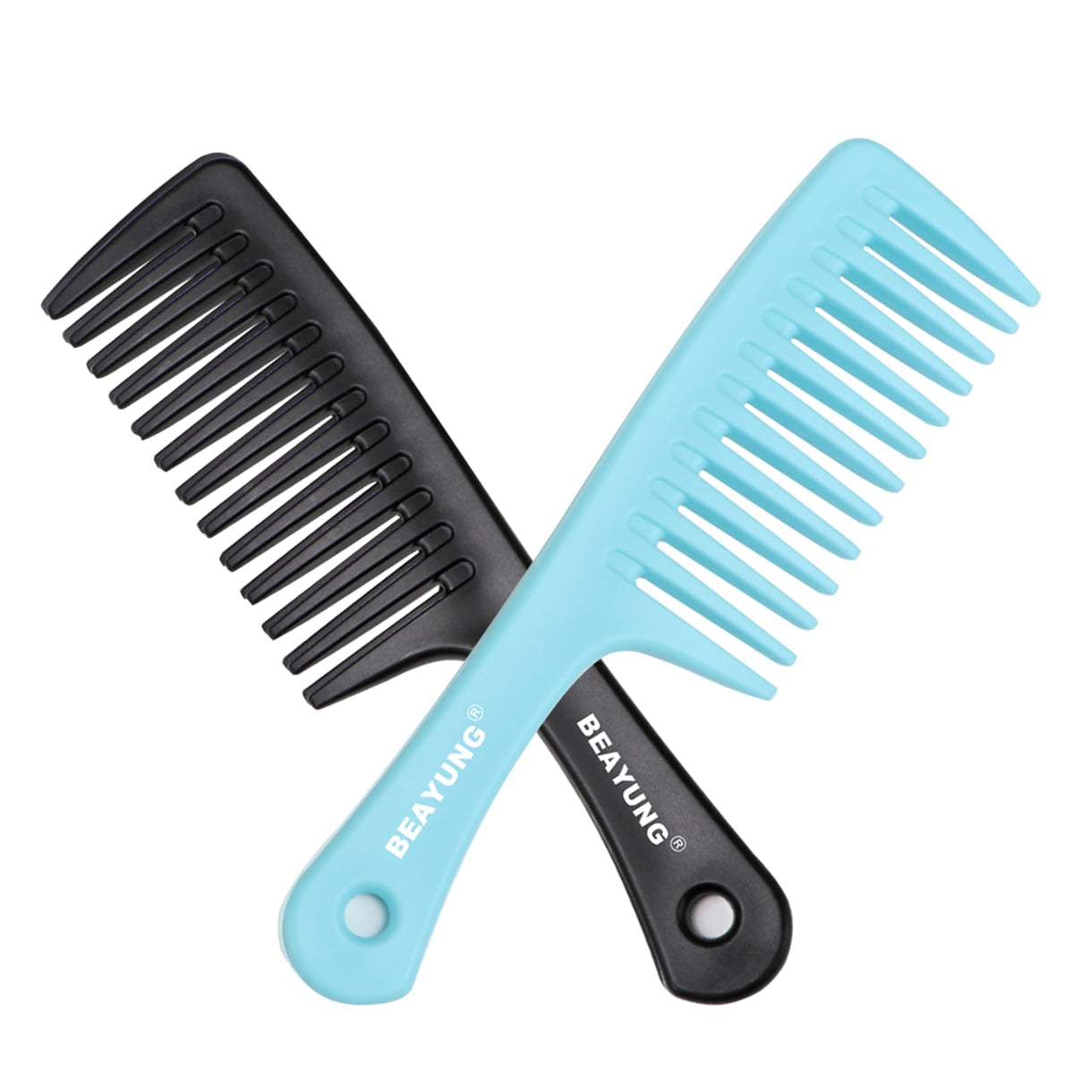 2PCS Large Wide Tooth Comb, Shower Combs, Hair comb for wet curly hair, Durable Hair Brush for Best Styling and Professional Hair Care(1Black,1White)