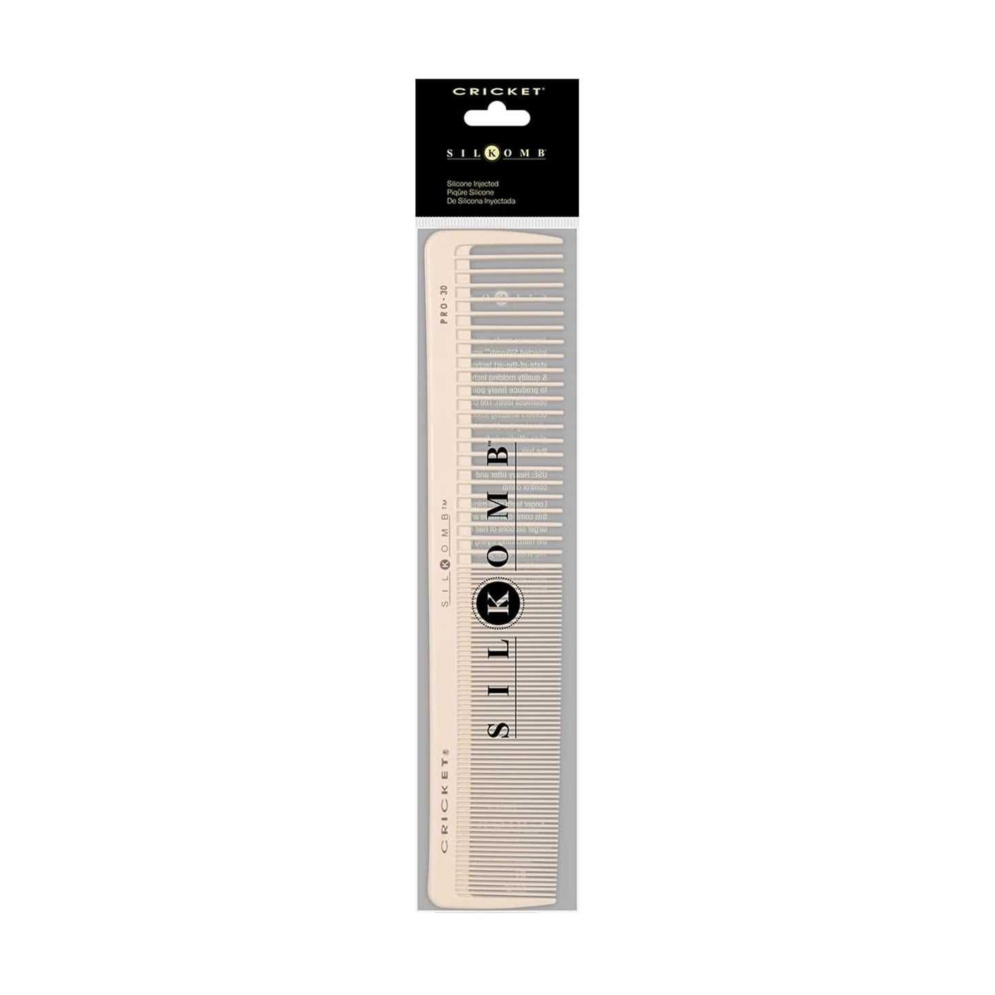 Cricket Silkomb Pro-30 Power Hair Cutting Comb - Silicone-Injected, Seamless Teeth with Dual Tooth Pattern for Precision Cutting, Styling, Ideal for All Hair Types