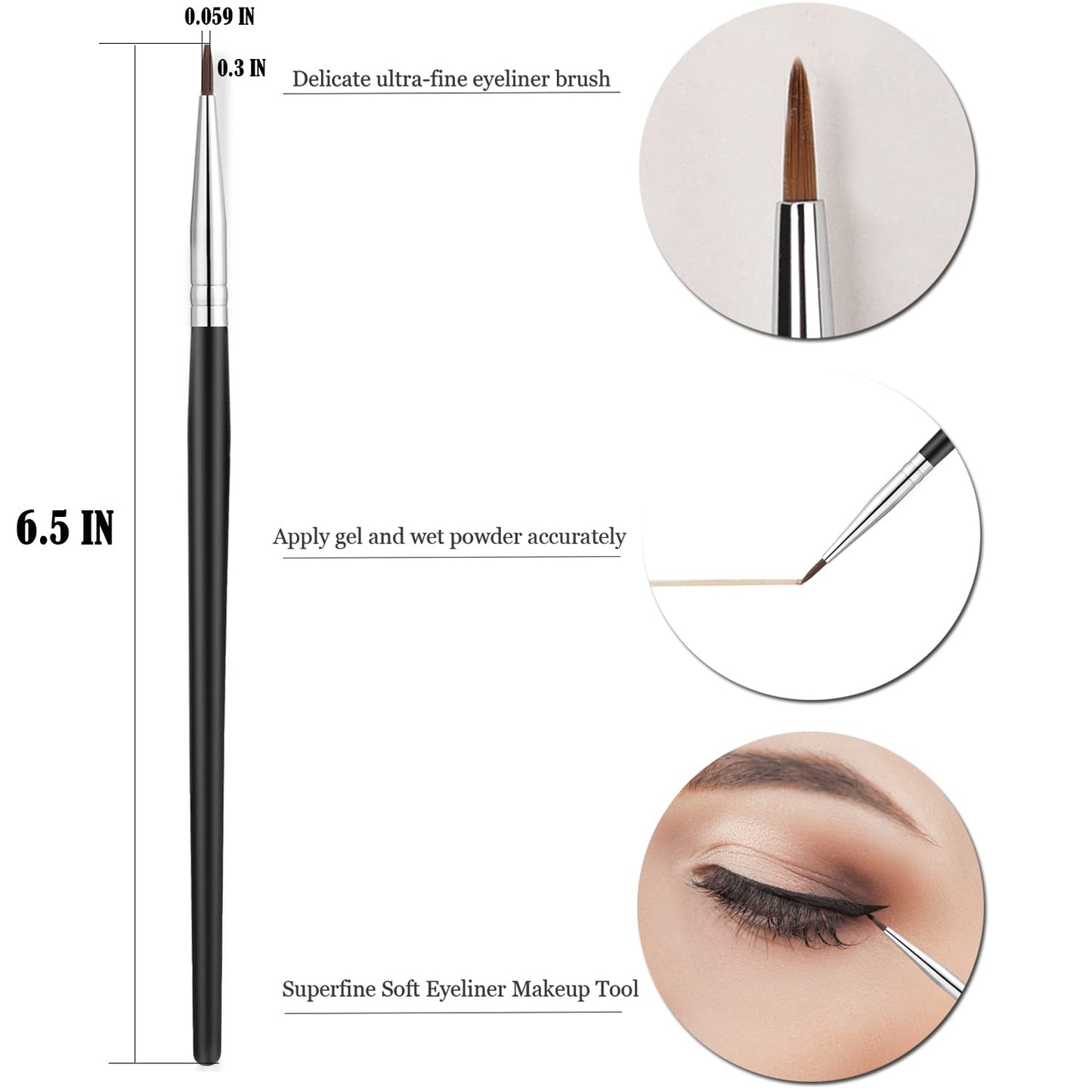Fine Angled Eyeliner Brush, JASSINS Ultra thin EyeLiner Brushes Set(3PCS) | Fine Point Eyeliner Brush,Synthetic Bristles Eye Makeup Tool,Multi-Purpose Eyeliner Brushes for eyeliner,brows and eye makeup
