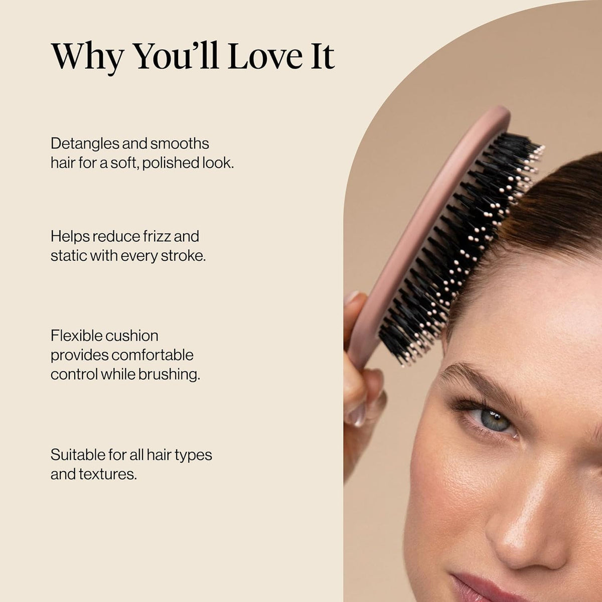 Kitsch Smooth & Polish Hair Brushes For Women and Men - Terracotta | Hairbrush For Women | Dual Bristle Detangler Brush – Vegan Boar & Nylon Hair Brush w/ Cushioned Pad for Scalp Massage