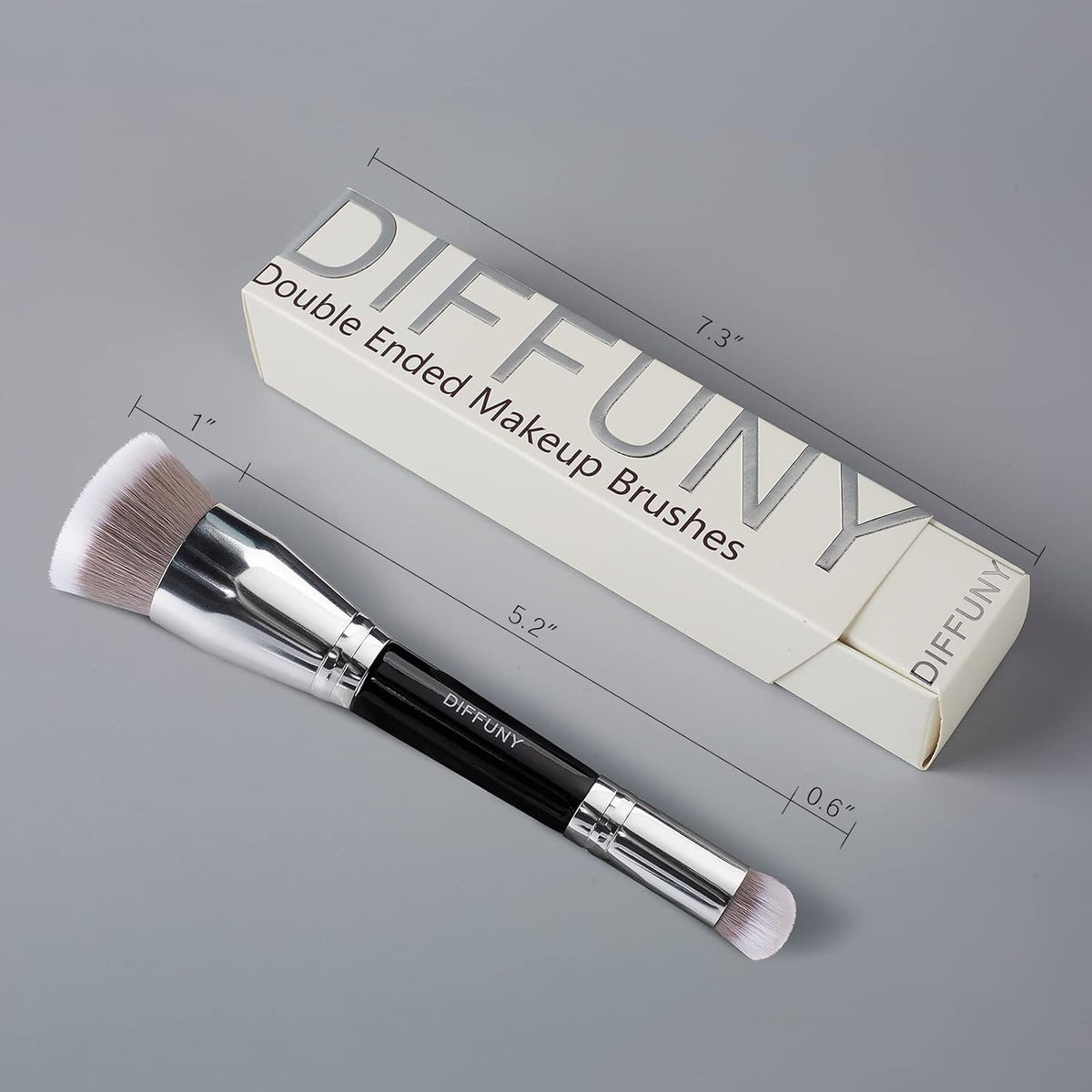 Makeup Brush & Foundation Brush, Micro Fiber Blending Tool | Dual-ended flat kabuki for foundation + angled brush for concealer. Micro crystal fiber bristles