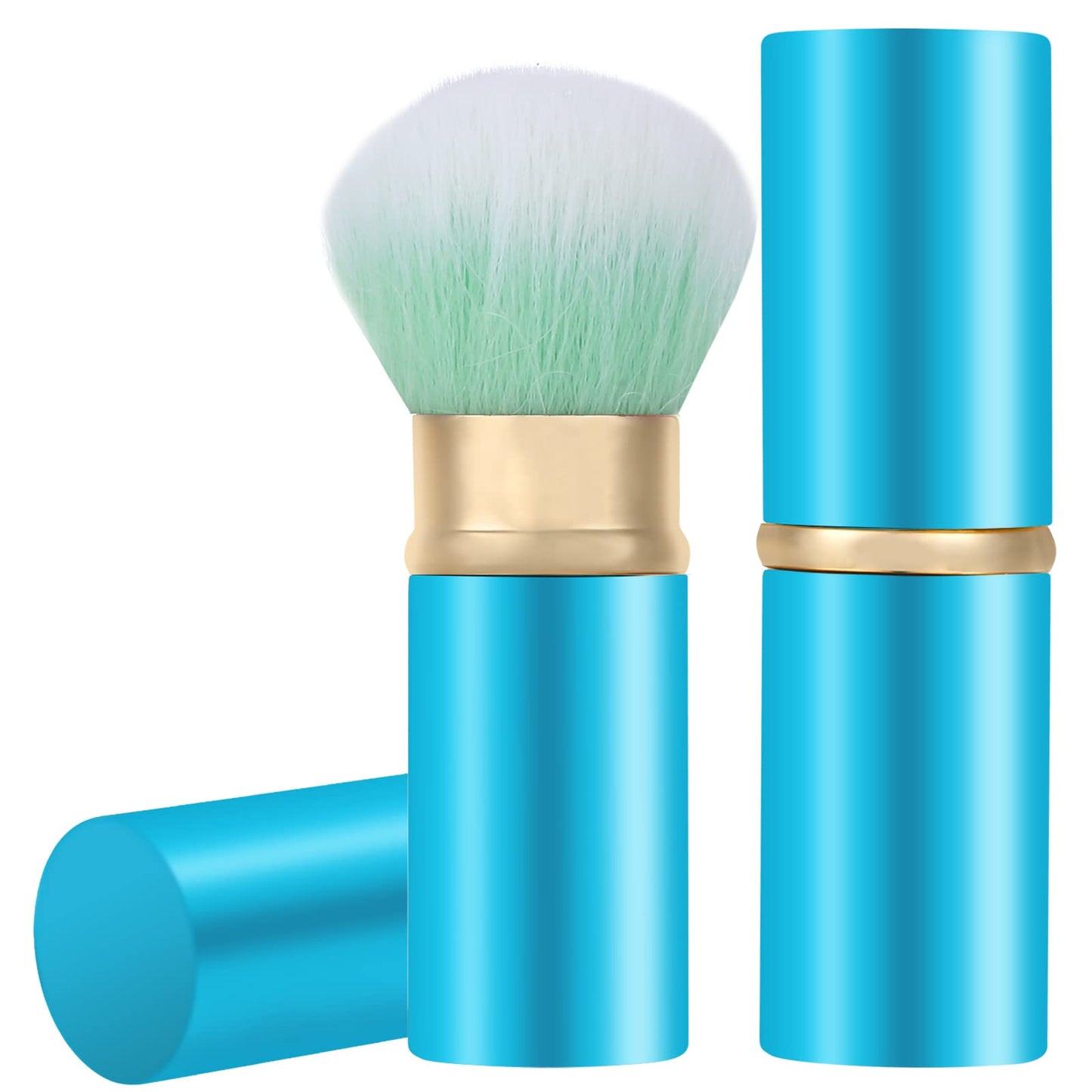 Retractable Kabuki Brush, Travel Powder Face Makeup Brushes | Portable Flawless Makeup Brush for Foundation, Blush, Bronzer, Buffing, Cruelty Free with Cover, Aluminum Handle