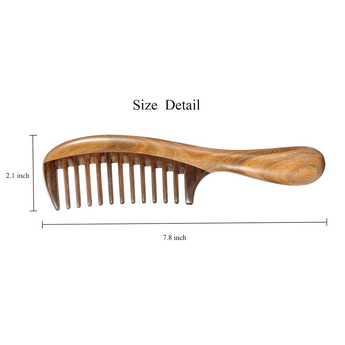 Louise Maelys Wooden Wide Tooth Hair Comb for Curly Detangling Sandalwood | Anti Static Smooth Teeth Reduce Snagging Breakage Scalp Massage Travel Friendly Size Grooming Gentle Hair Care Tool