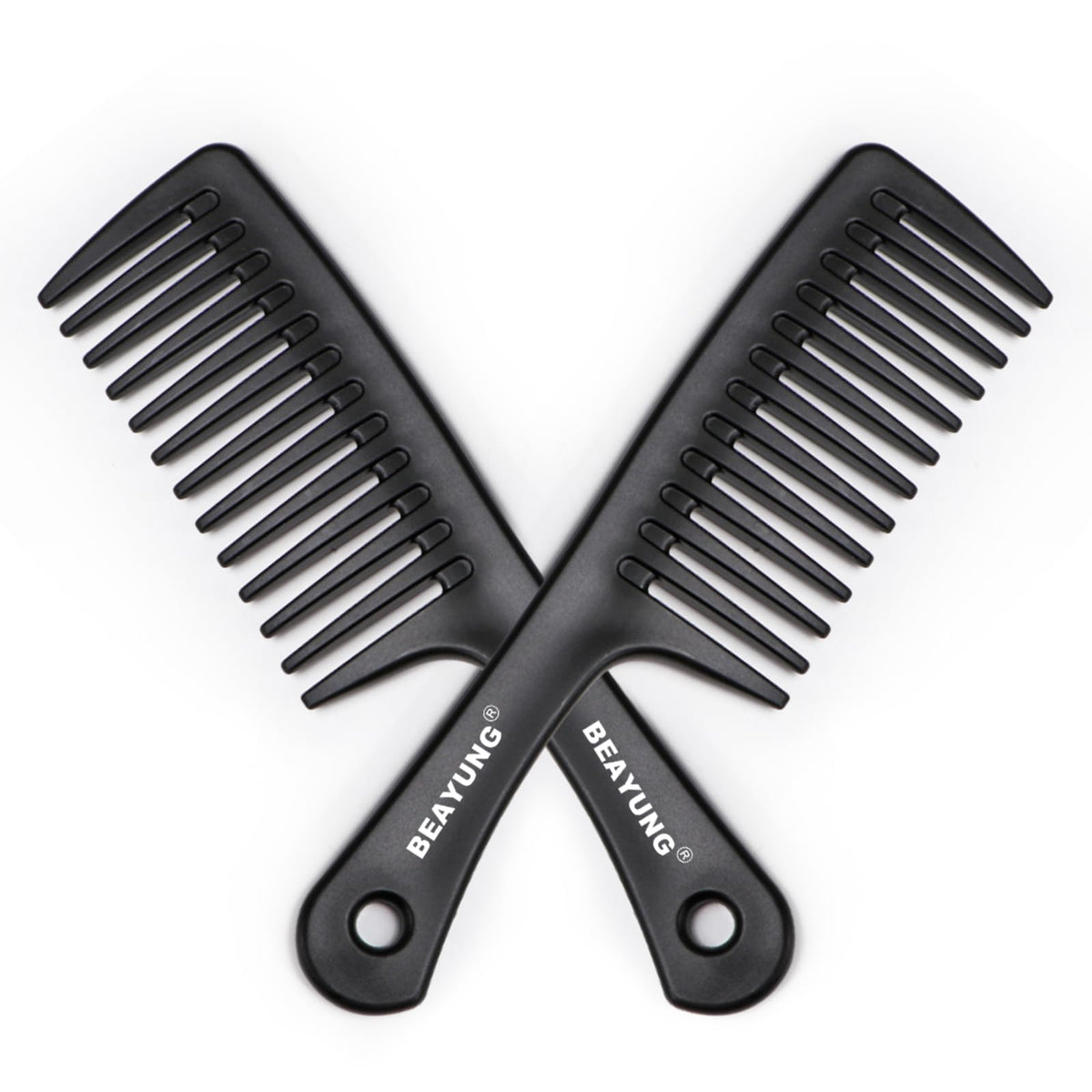 2PCS Large Wide Tooth Comb, Shower Combs, Hair comb for wet curly hair, Durable Hair Brush for Best Styling and Professional Hair Care(1Black,1White)