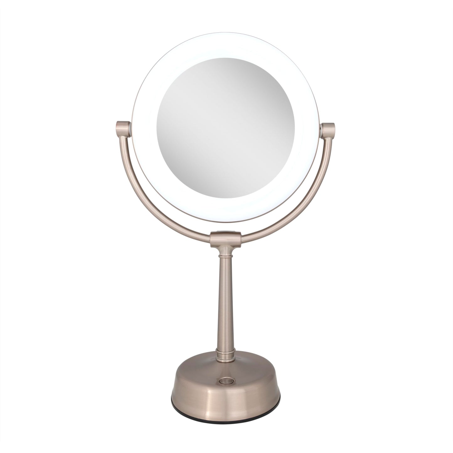 Zadro Lexington LED Lighted Makeup Mirror with Magnification Two-Sided Swivel Mirror with Lights for Makeup Desk Vanity (10X/1X, 12" W x 20" H, 10" Head, 7.5" Mirror, Satin Nickel)