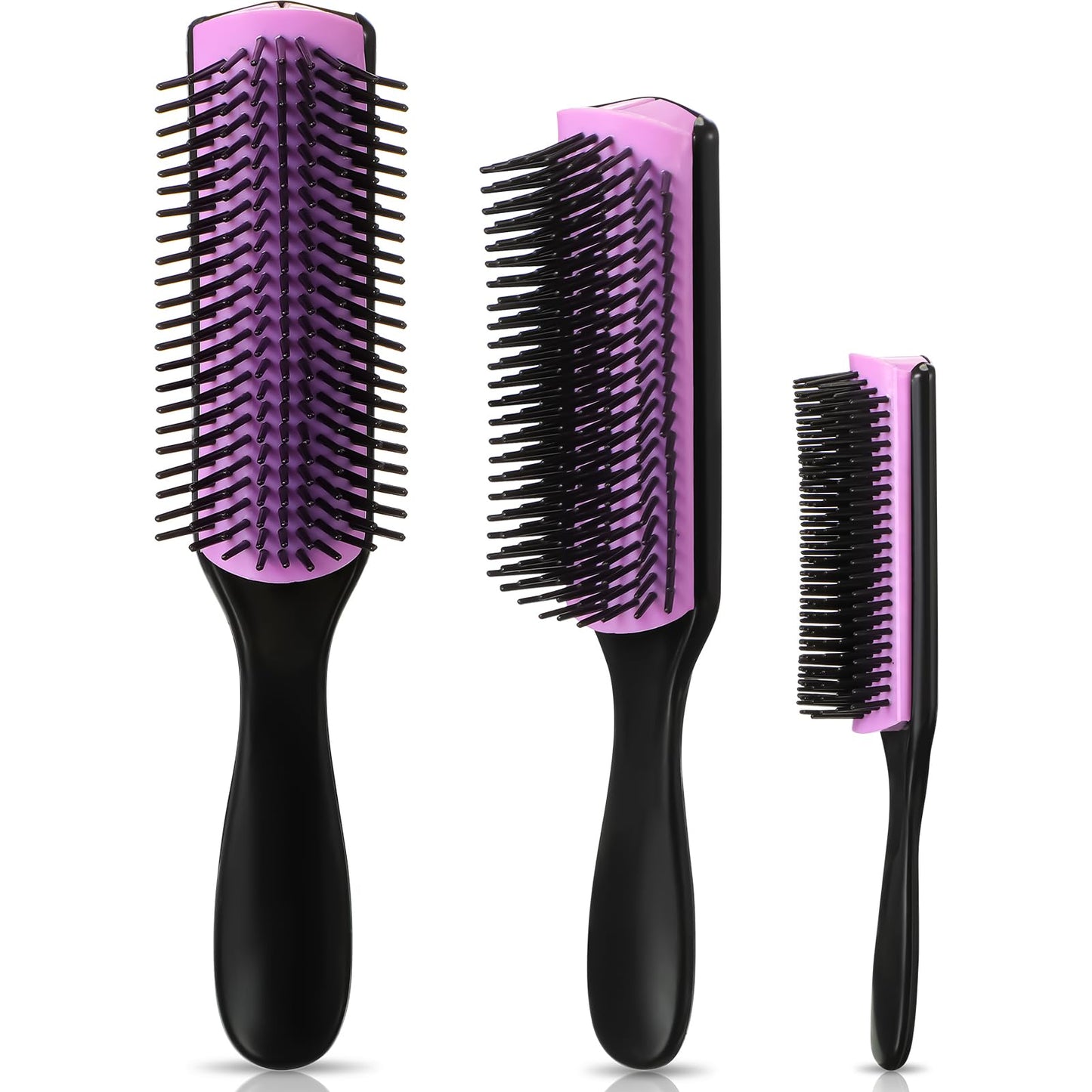 Patelai 3 Sizes Nylon Cushion Hair Brush 9-Row 5-Row, Red Black