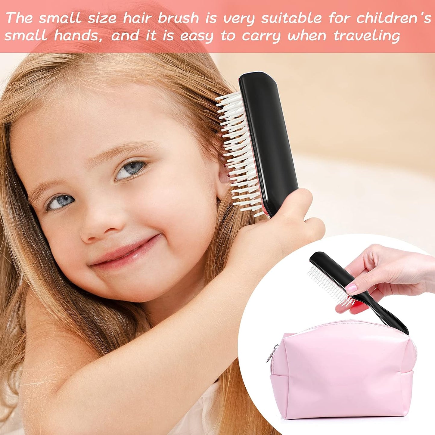Patelai 3 Sizes Nylon Cushion Hair Brush 9-Row 5-Row, Red Black