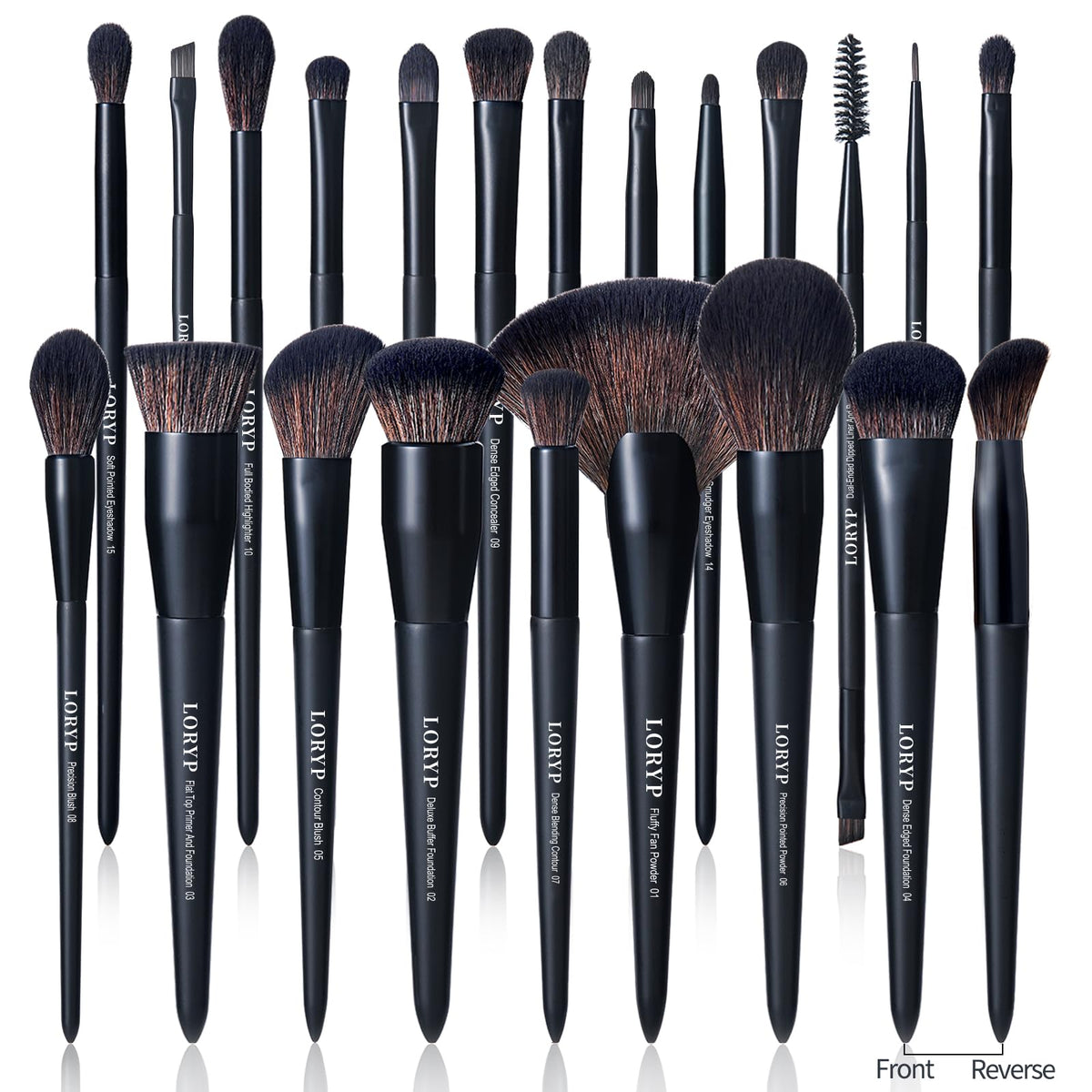 LORYP Makeup Brushes Set Labeled 18 Piece Face and Eye Brush Set Ultra soft hair Foundation, Concealer, Blush, Contour, Blending, Eyeshadow Khaki Brush kit