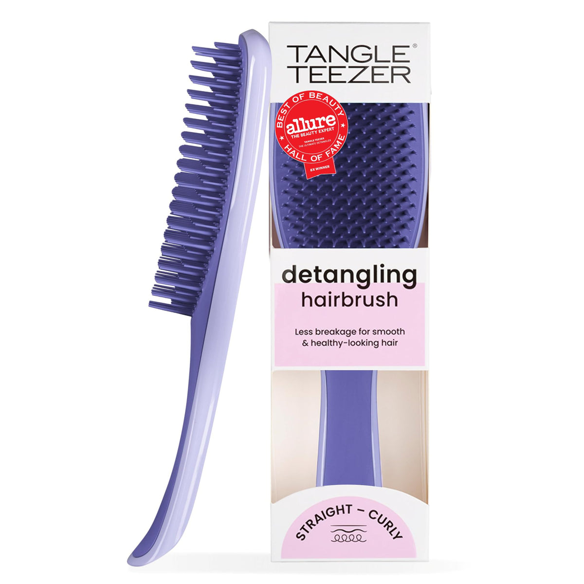Tangle Teezer Ultimate Detangler Brush, Straight to Wavy, Millennial Pink | Patented two-tier, regular-flex teeth reduce breakage & split ends on wet or dry hair; Shower-friendly hairbrush for all ages
