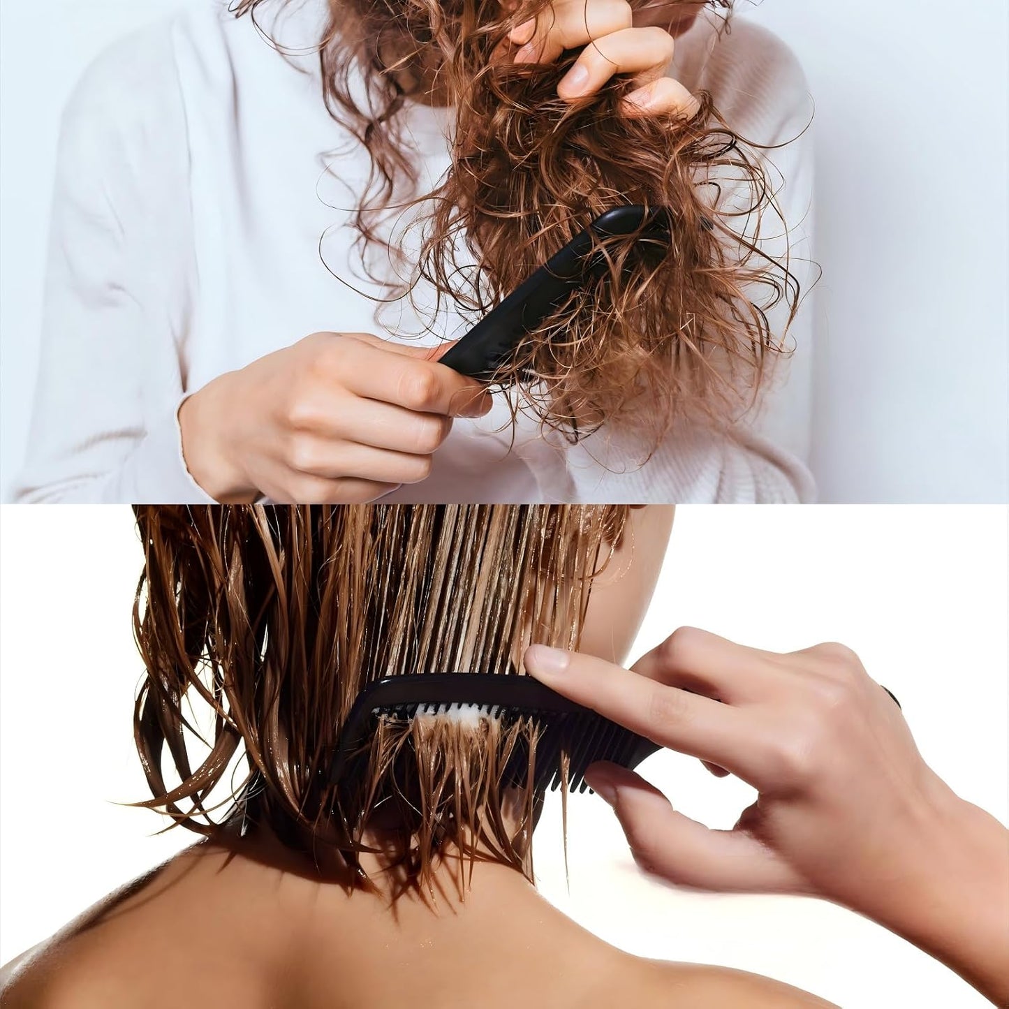 2-Pack Professional Comb Set - Wide + Fine Tooth | Unisex for All Hair Types (Curly/Straight/Thick), Enhanced Anti-Tangling