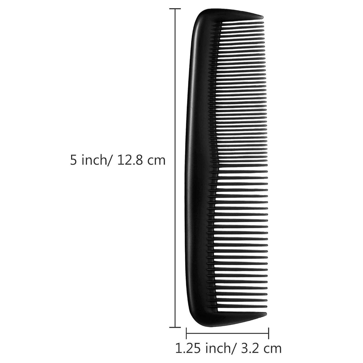Leinuosen 12 Pieces Pocket Hair Combs, Fine Tooth Combs, Black | Plastic Hair Care for Men Women, Portable Travel Size, for Barber Salon Hair Dressing Use, Not Breakable, Peines Para Cabello