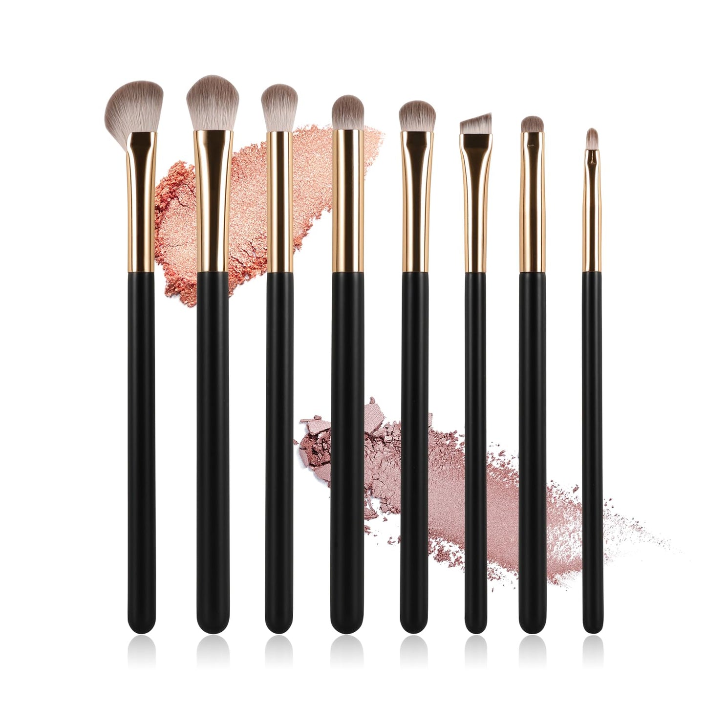 Professional 8 Piece Eye Makeup Brushes Set with Blending, Eyeliner & Angled Eyebrow Brushes - Eyeshadow Brush Kit for Hooded Eyes, Beginner Friendly Makeup Tools