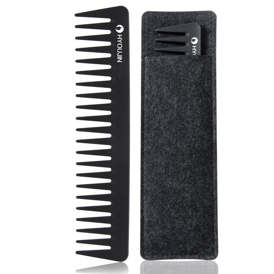 HYOUJIN 601 Carbon Wide Tooth Comb Detangler Comb for Detangling Wet Hair | Detangling Wide Tooth Comb For Shower,Wet,Dry,Long Hair,No Handle,Anti-Static,Heat Resistant to 230℃,Travel for Women and Men