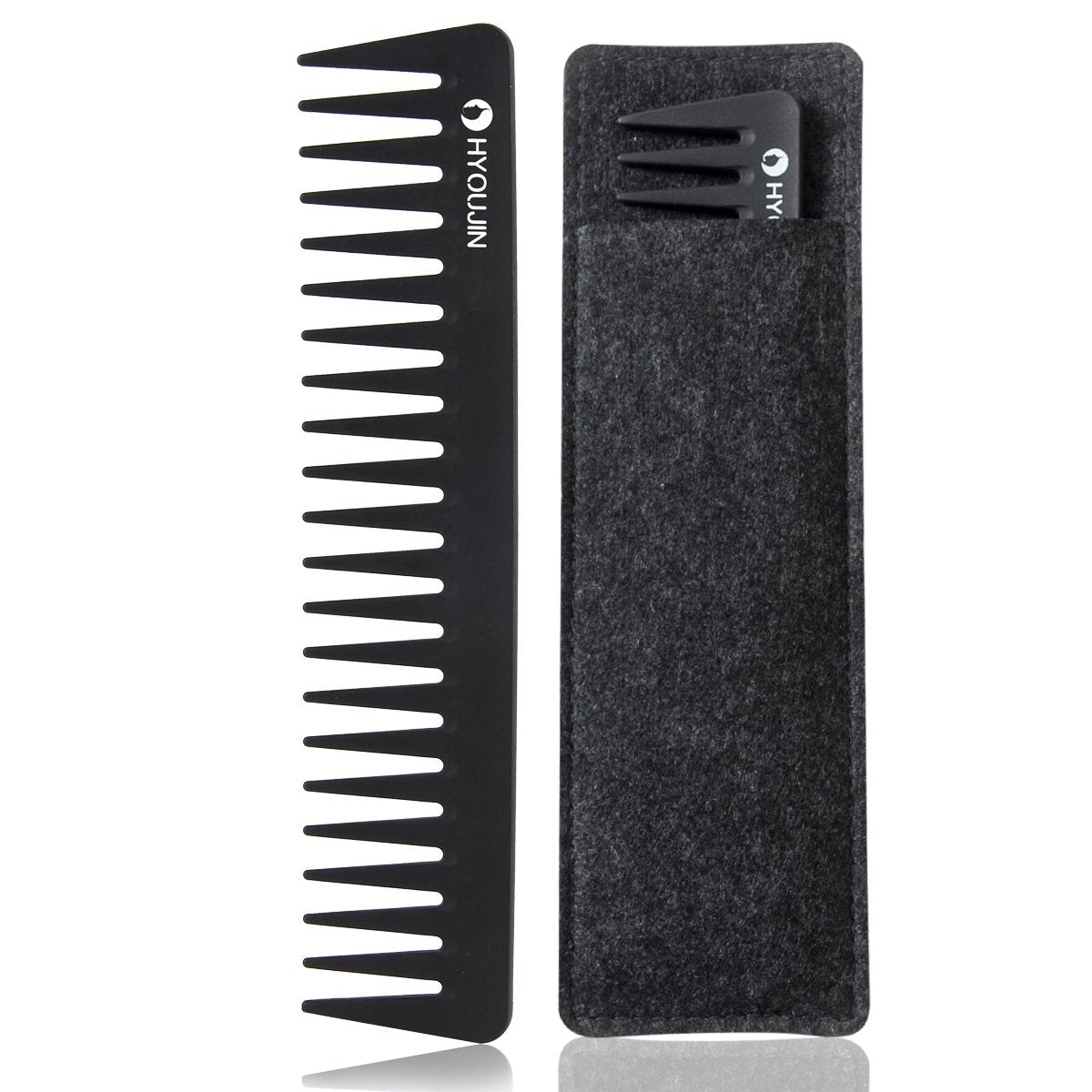 HYOUJIN 601 Carbon Wide Tooth Comb Detangler Comb for Detangling Wet Hair | Detangling Wide Tooth Comb For Shower,Wet,Dry,Long Hair,No Handle,Anti-Static,Heat Resistant to 230℃,Travel for Women and Men