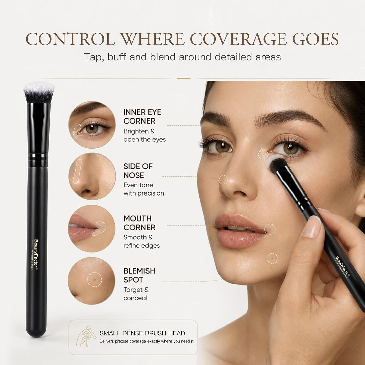 Concealer Brush, Under Eye Blending Brush | For Liquid and Cream Concealer, Small Makeup Brush for Dark Spots, Blemishes,Dense Soft Synthetic Bristles (Black)
