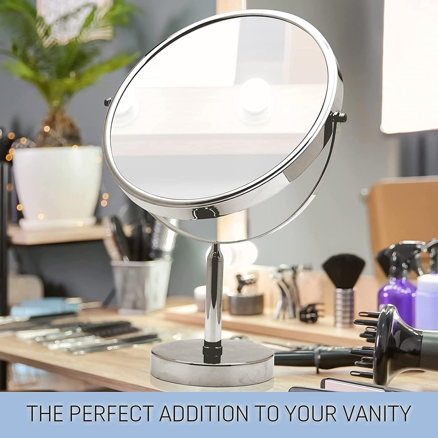 XXL Double Sided 3X Magnifying Makeup Mirror with Stand, 17"x11" | 1X Flip Side & 3X Magnifying Mirror with Sturdy Base - Ideal for Desk, Table, Office, Retail Store Counters & Makeup Vanities