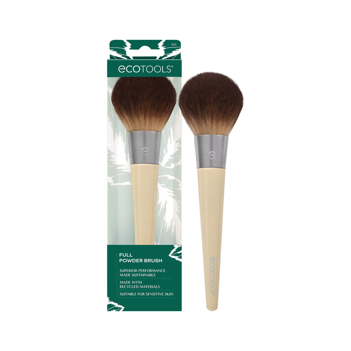 EcoTools Blending Face Makeup Brush for Foundation & Blush, 1 Count | Seamless base with a foundation brush for liquid makeup, dense synthetic bristles, face brush and vegan