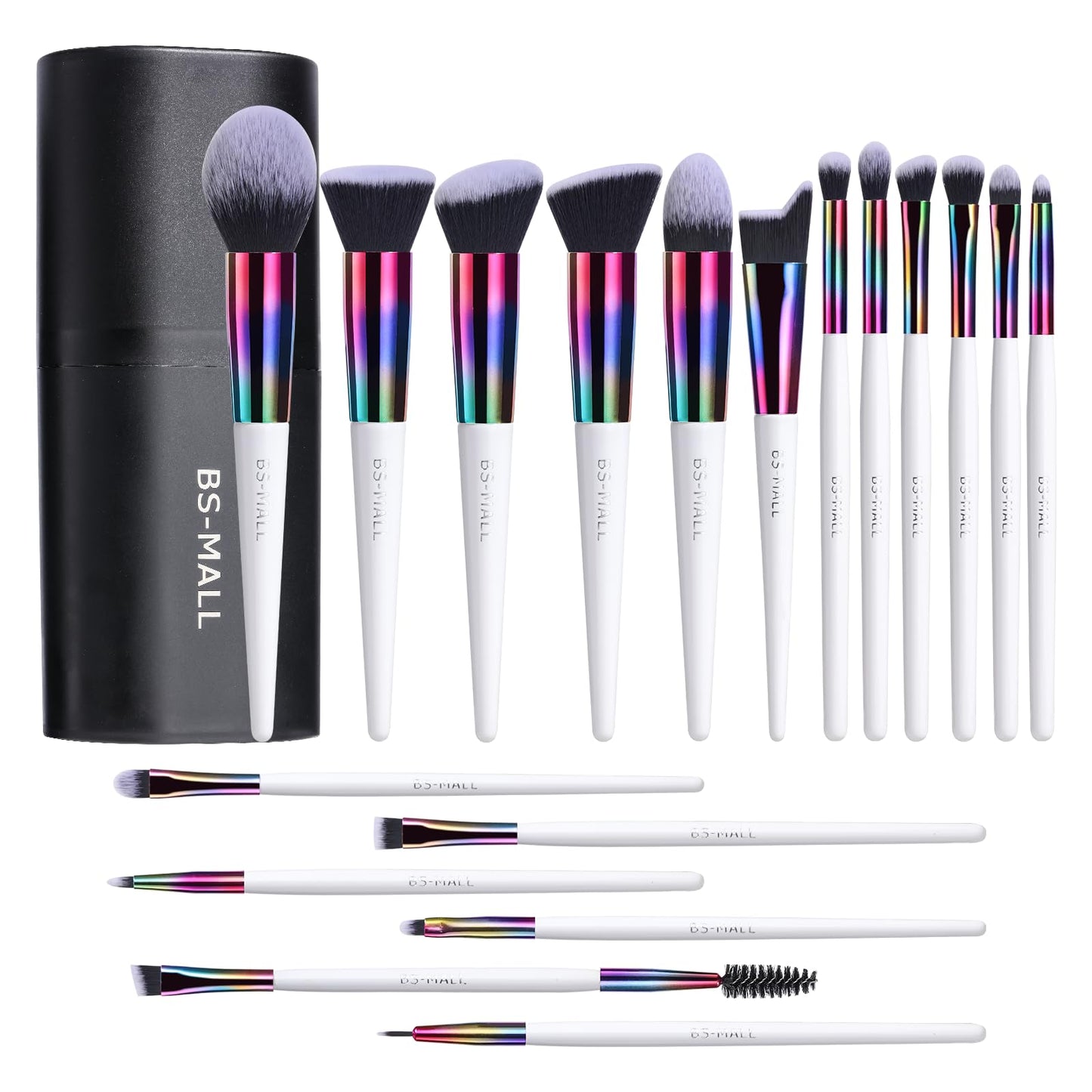 BS-MALL Makeup Brush Set 18 Pcs Professional Foundation Powder Concealers Eyeshadow Blush Synthetic Makeup Brushes with Labeled instruction Black Case Upgraded Version | Professional Foundation Powder Concealers Eyeshadow Blush Synthetic Makeup Brushes