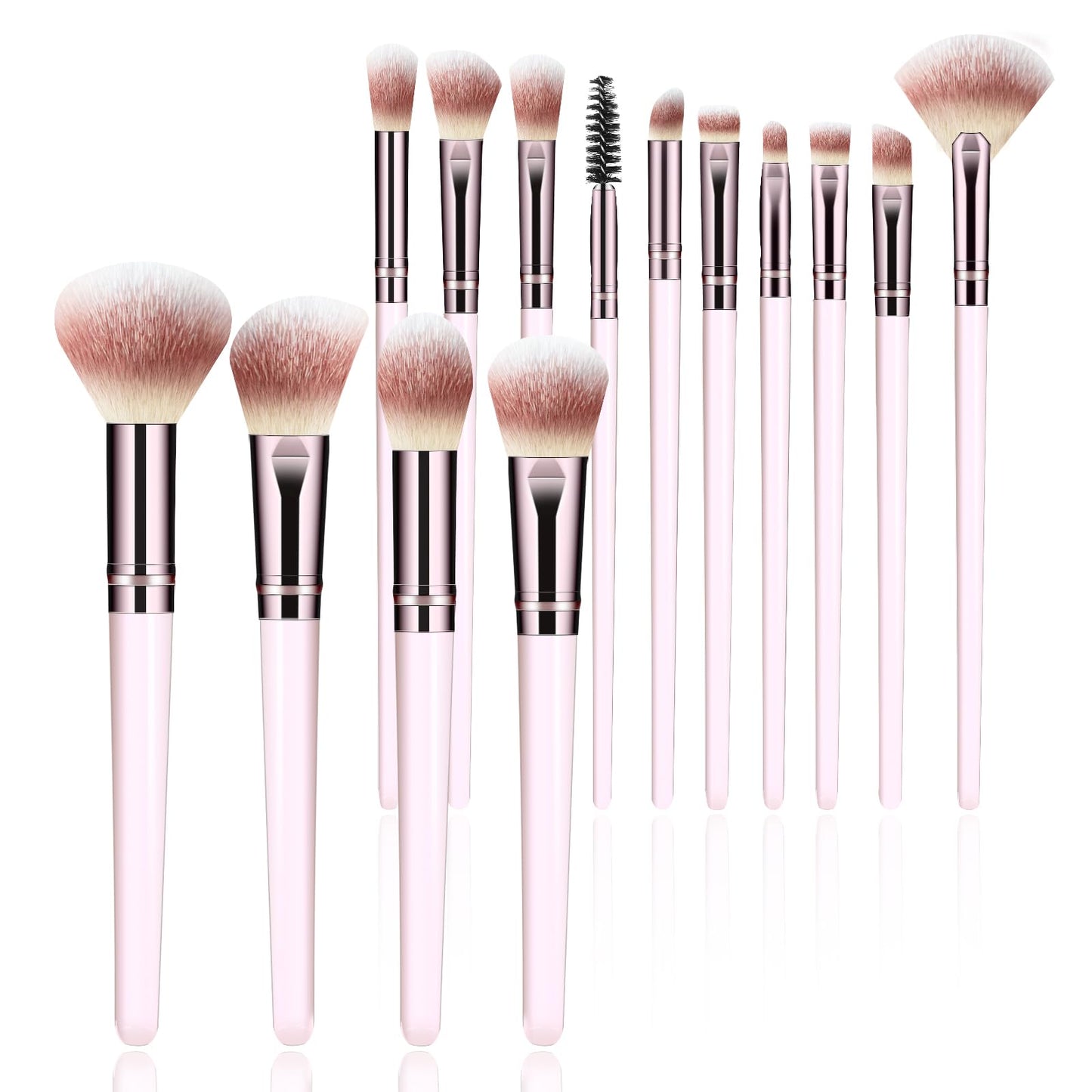 Makeup Brushes, 14 Pcs Travel makeup Brush Set, Black | Fibrous bristles, high density, fluffy, one-handle design，for Foundation, Concealer, Blush and Eyeshadow Brush