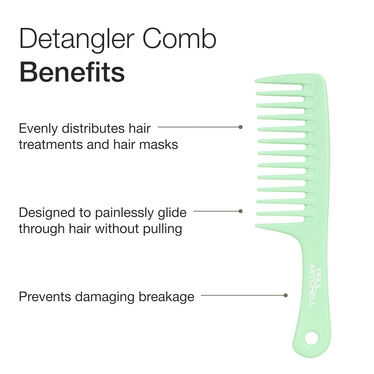 Paul Mitchell Detangler Comb, Wide Tooth Comb Detangles Wet or Dry Hair