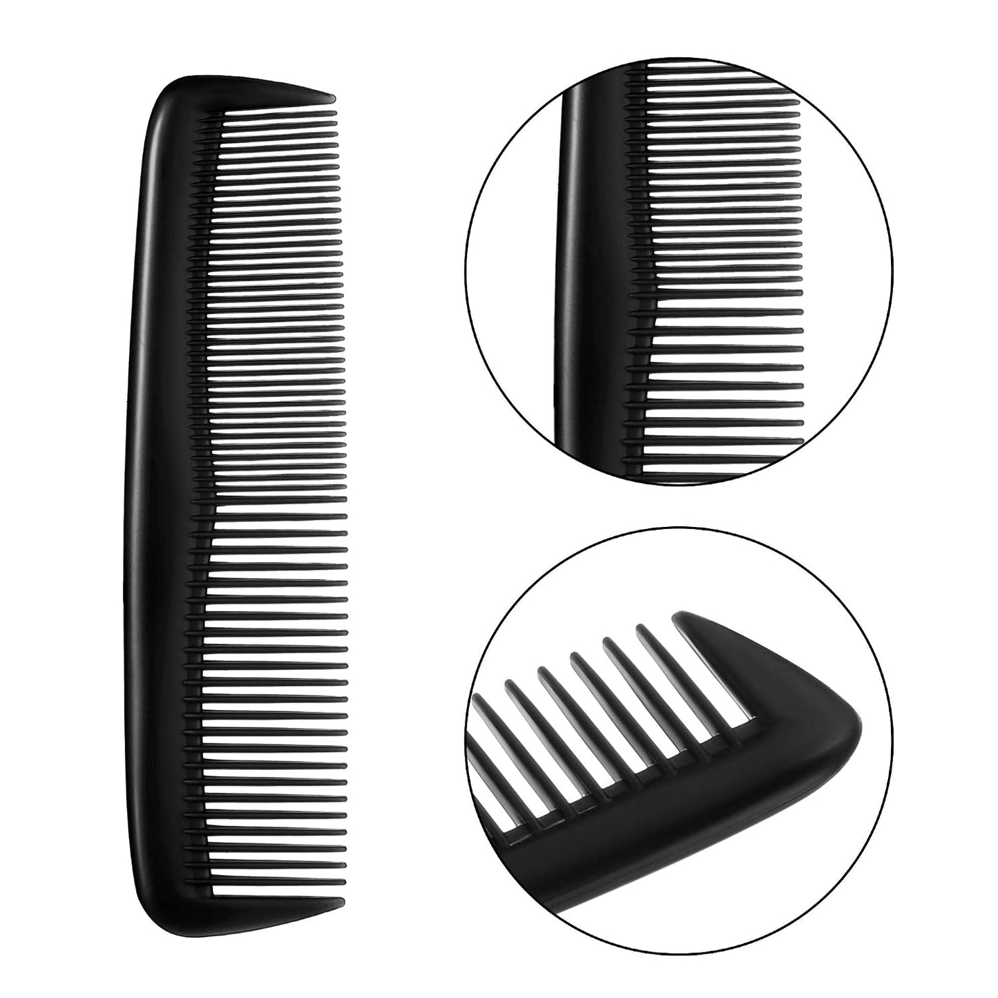 Leinuosen 12 Pieces Pocket Hair Combs, Fine Tooth Combs, Black | Plastic Hair Care for Men Women, Portable Travel Size, for Barber Salon Hair Dressing Use, Not Breakable, Peines Para Cabello