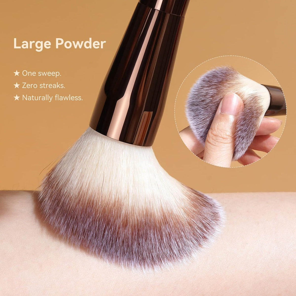 MAANGE 4 PCS Foundation Makeup Brush Set Double-ended Kabuki Contour Brush for Liquid Powder Concealer Cream Cosmetics Blending Blush Face Makeup Tools Kit (Coffee)