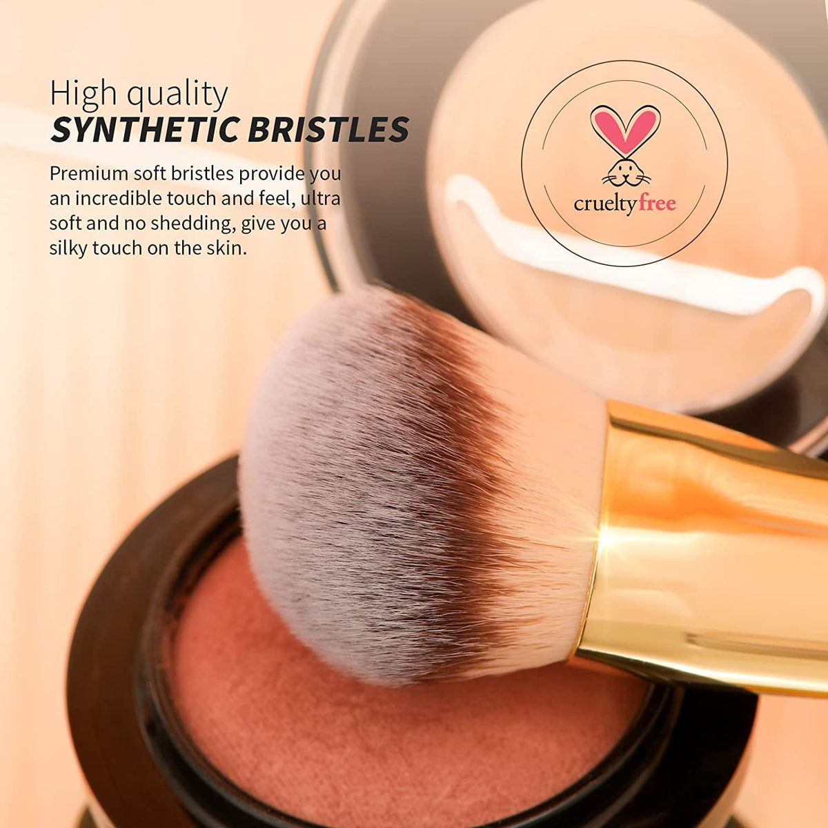 DUcare Dual-Ended Foundation Brush | Flat Top Kabuki & Angled makeup brushes, 100% Vegan Synthetic Makeup Brush for Flawless Blending Liquid, Powder, Cream, Blush