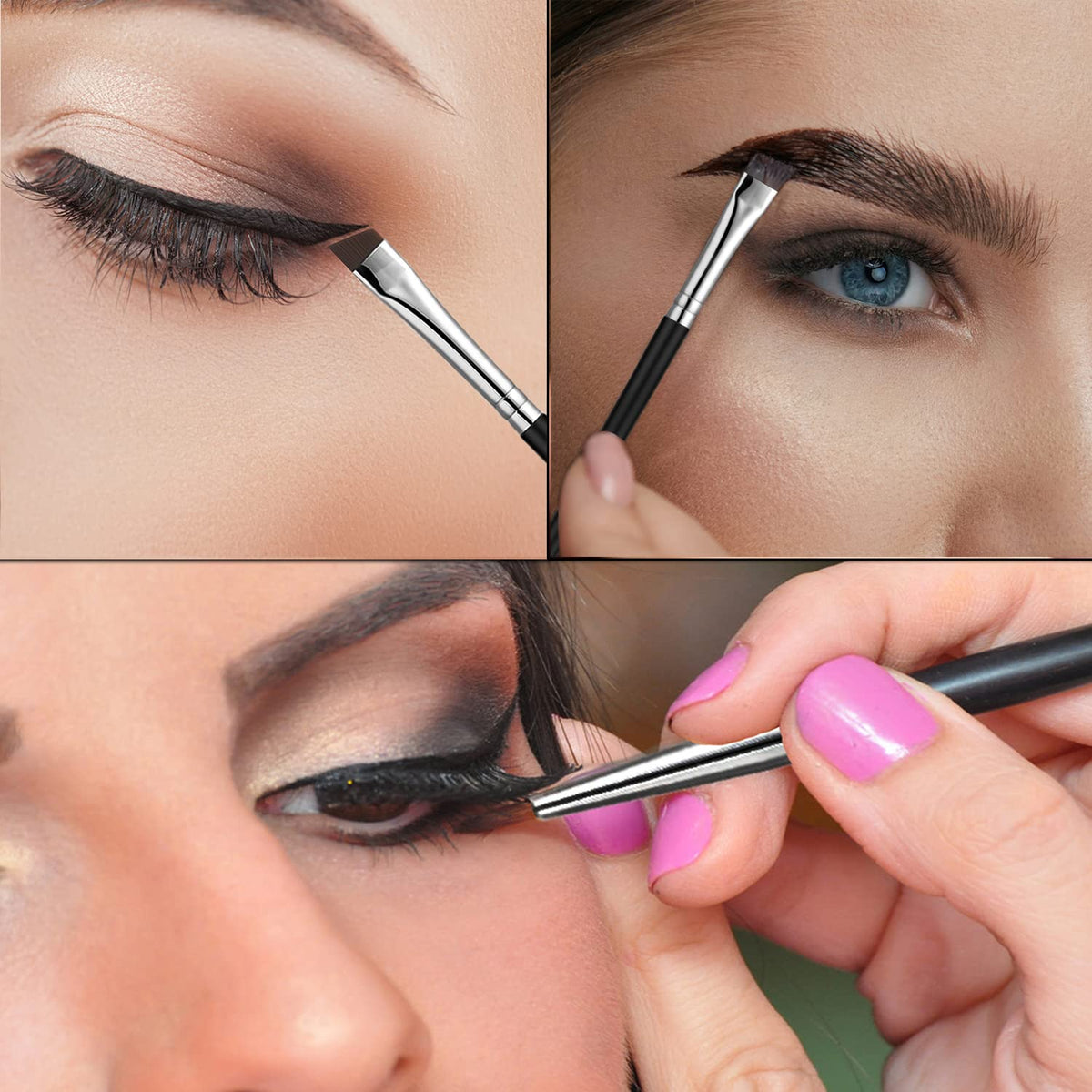 Fine Angled Eyeliner Brush, JASSINS Ultra thin EyeLiner Brushes Set(3PCS) | Fine Point Eyeliner Brush,Synthetic Bristles Eye Makeup Tool,Multi-Purpose Eyeliner Brushes for eyeliner,brows and eye makeup