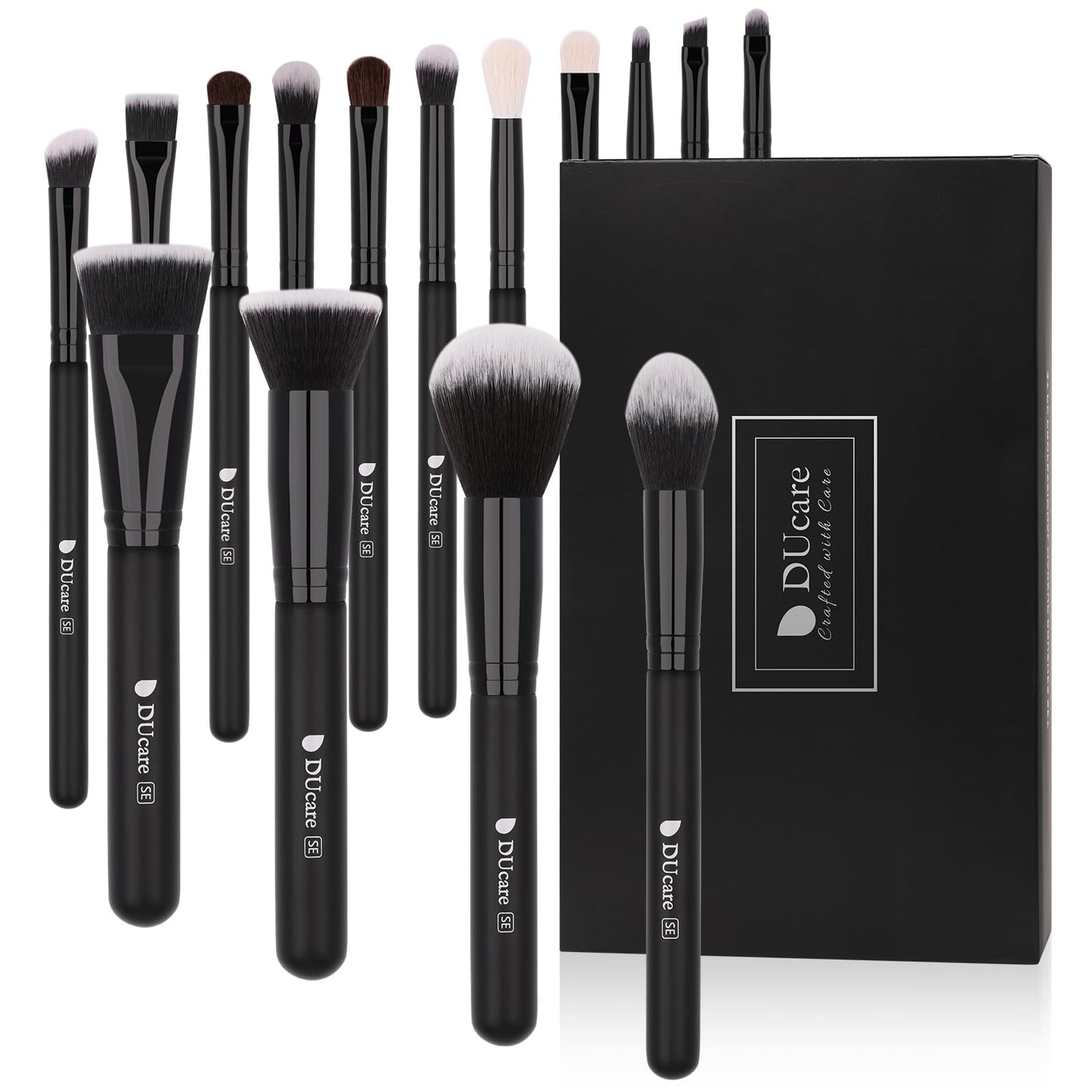 DUcare Makeup Brushes with Travel Bag 15Pcs Makeup Brush Set | Premium Synthetic Powder Foundation Contour Blush Concealer Eye Shadow Blending Liner Make Up Brush Kit