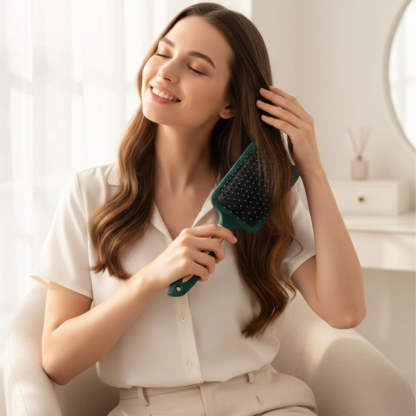 Paddle Hair Brush Air Cushion Hairrush Basic Paddle Brush | Anti-Static Massage Hair Brushes,Cushion Base Detangling & Volumizing, Nylon Bristle Hairbrush for Men and Women