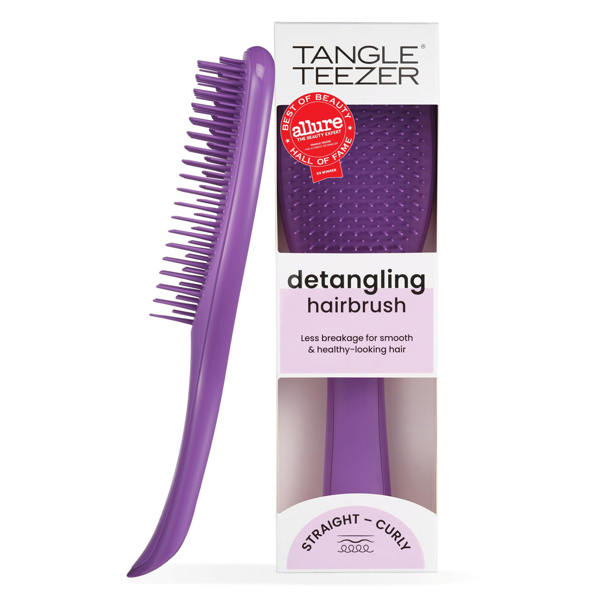 Tangle Teezer Ultimate Detangler Brush, Straight to Wavy, Millennial Pink | Patented two-tier, regular-flex teeth reduce breakage & split ends on wet or dry hair; Shower-friendly hairbrush for all ages