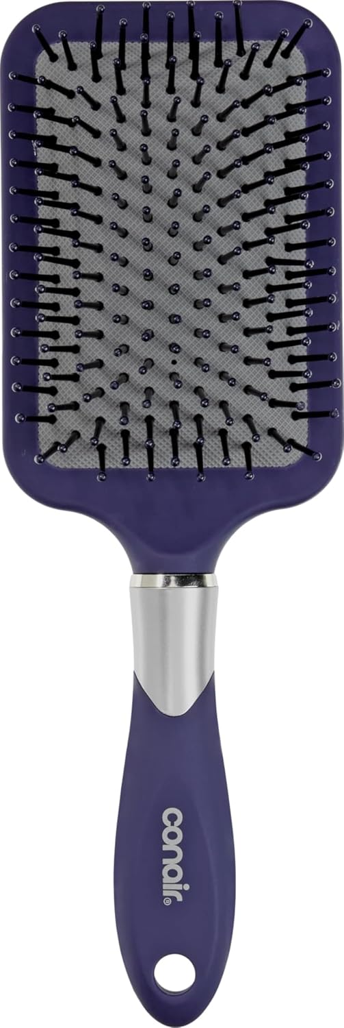 Conair Paddle Hair Brush, Ultra Wide Detangling Design for Thick Hair | Paddle detangler brush with ball-tipped bristles, a soft-touch handle, and a flexible cushion base for stress-free brushing