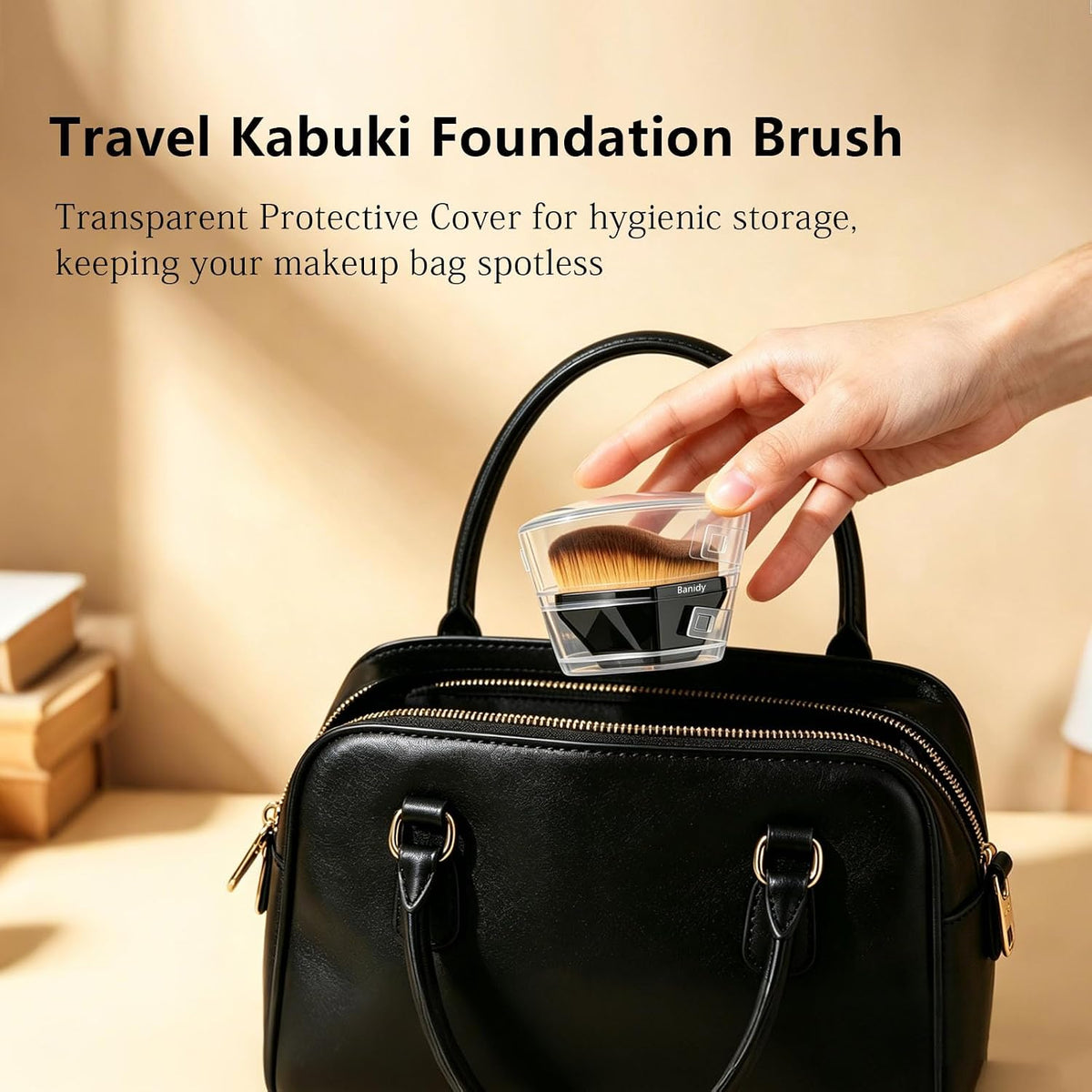 Foundation Brush, Angled Wavy Kabuki Makeup Brush with Protective Case | Dense Face Brush for Flawless & Streak-Free Finish, Blending, Liquid, Cream