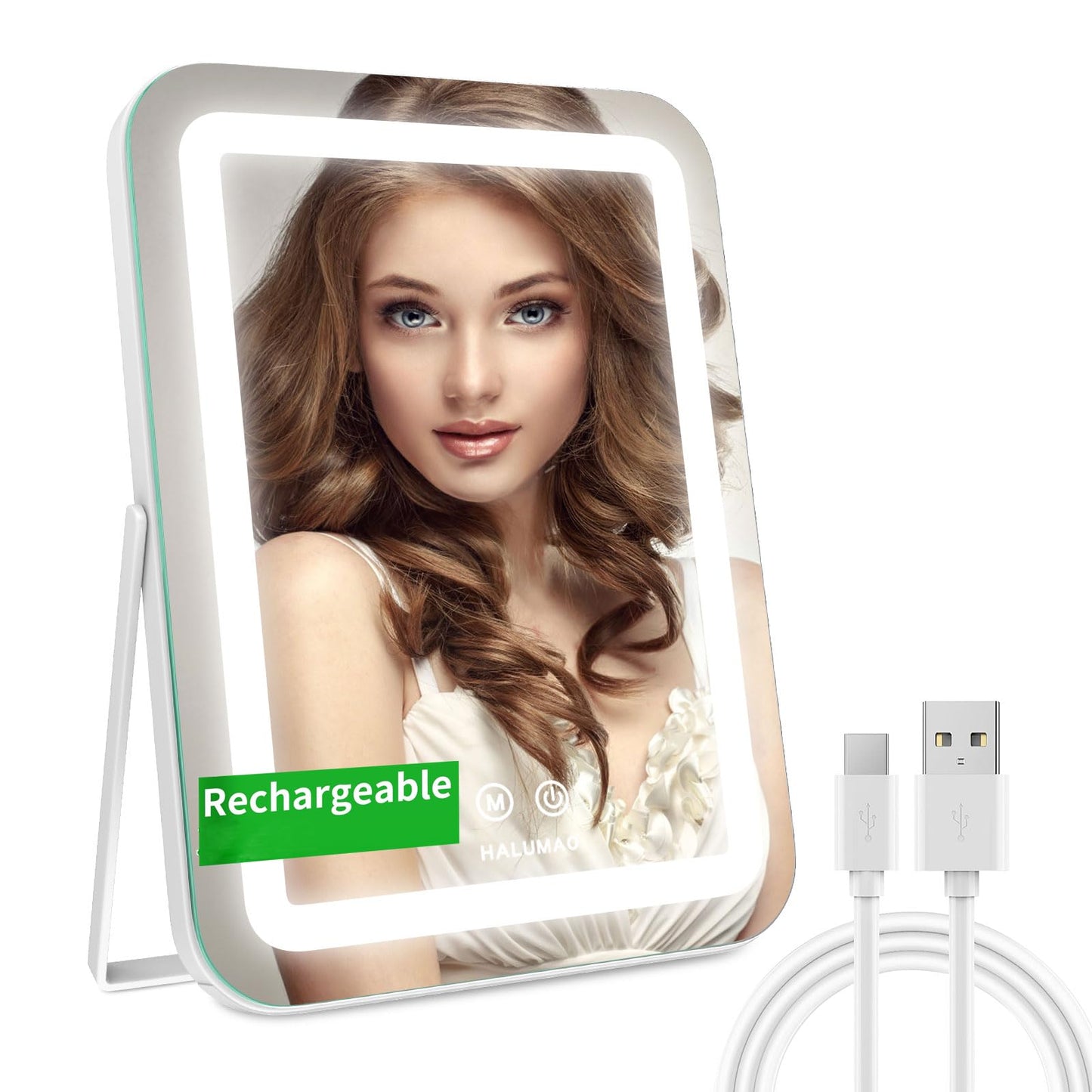 halumao 14.6" Vanity/Makeup Mirror with Lights, Hollywood Mirror with 11 Dimmable LED Bulbs,3 Color Modes,Touch Control