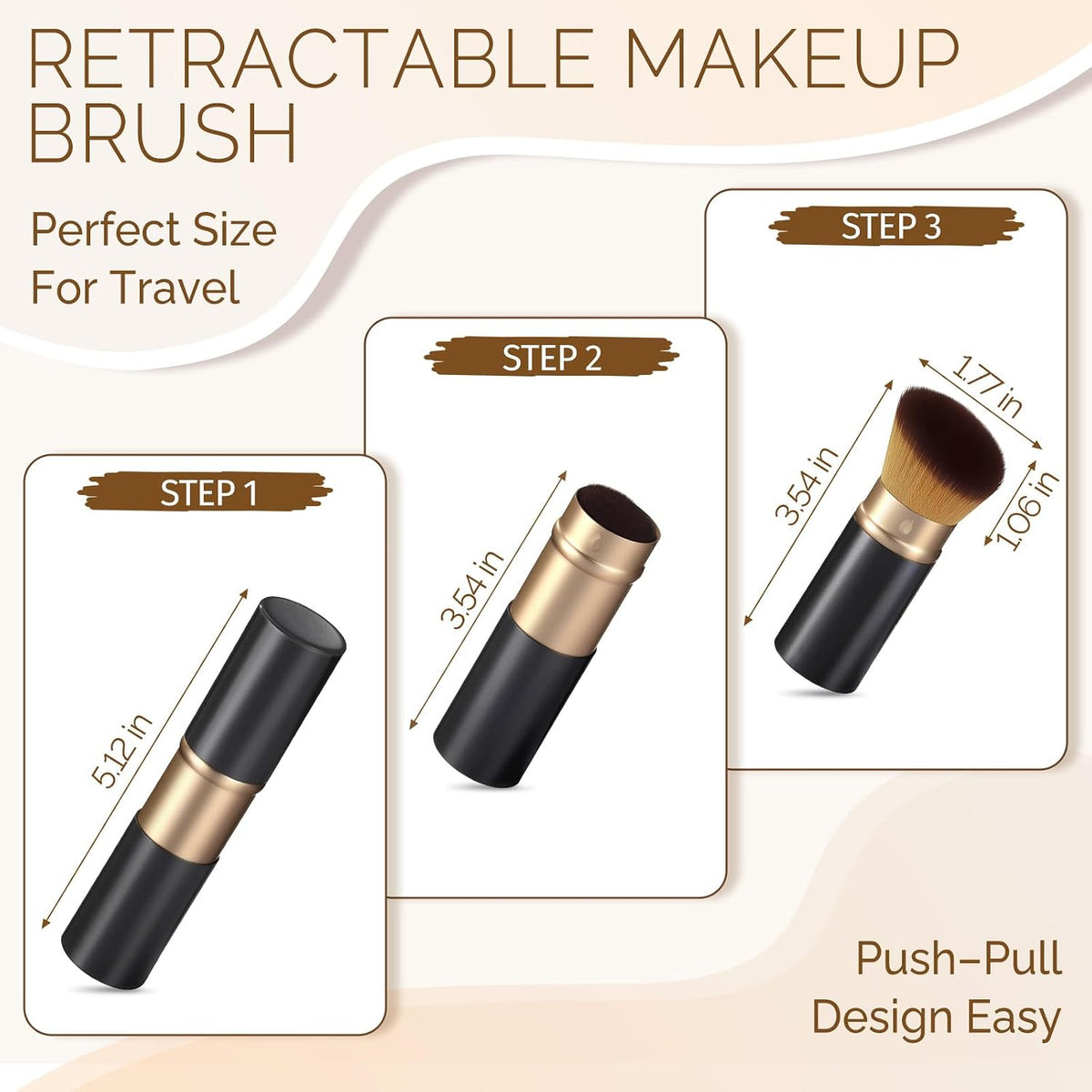 Angled Kabuki Brush with Retractable Desige For Professional makeup | Flawless Application of Foundation,Powder,Blush,Bronzer With Aluminium Body, Non-Toxic Bristles,Cream&liquid cosmetics(Black)