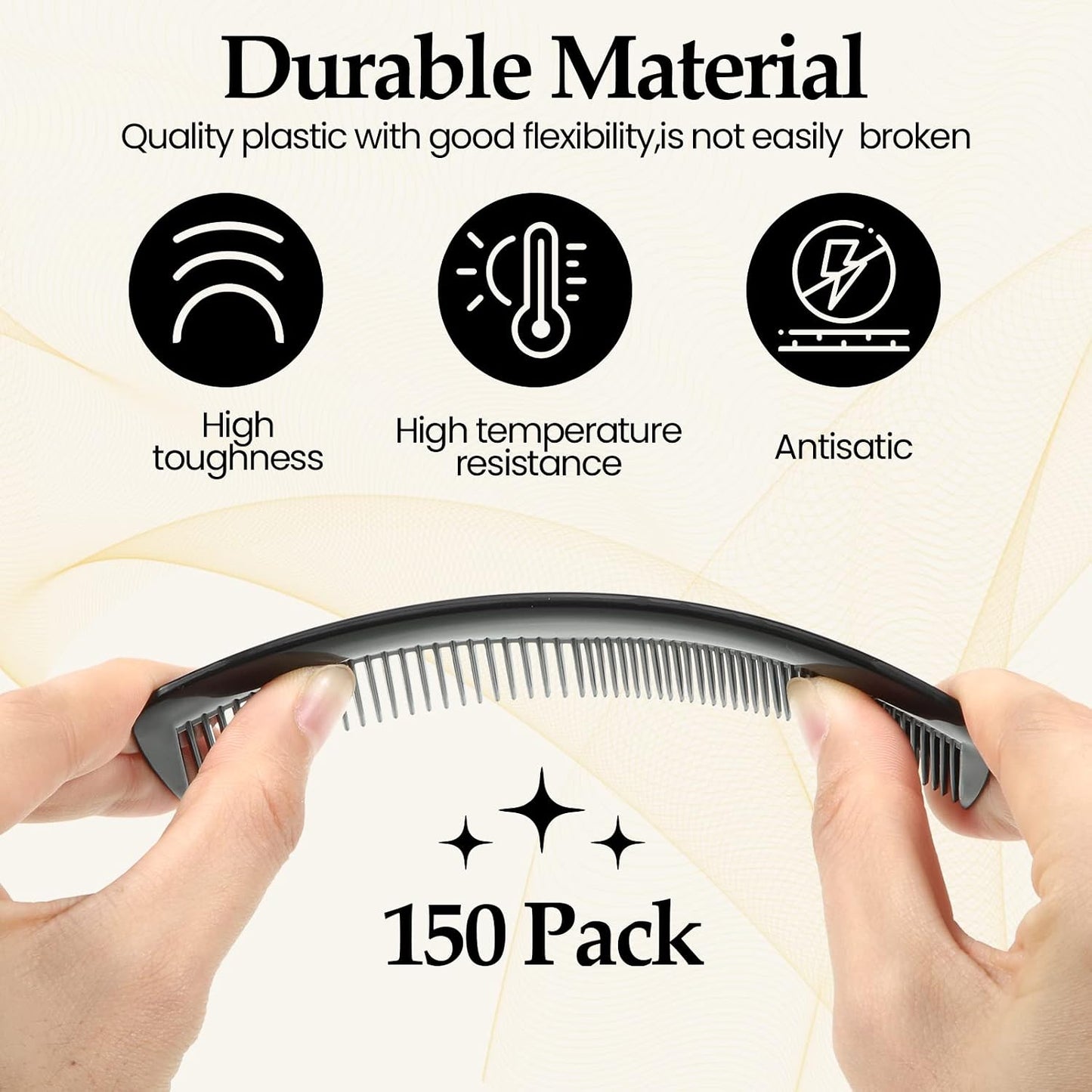 150 Pcs Combs Bulk, 5" Black Fine and Wide Tooth Plastic Comb for Women Men | Travel size, hair styling daily use, bulk supply for homeless, charity salon, school, nursing home