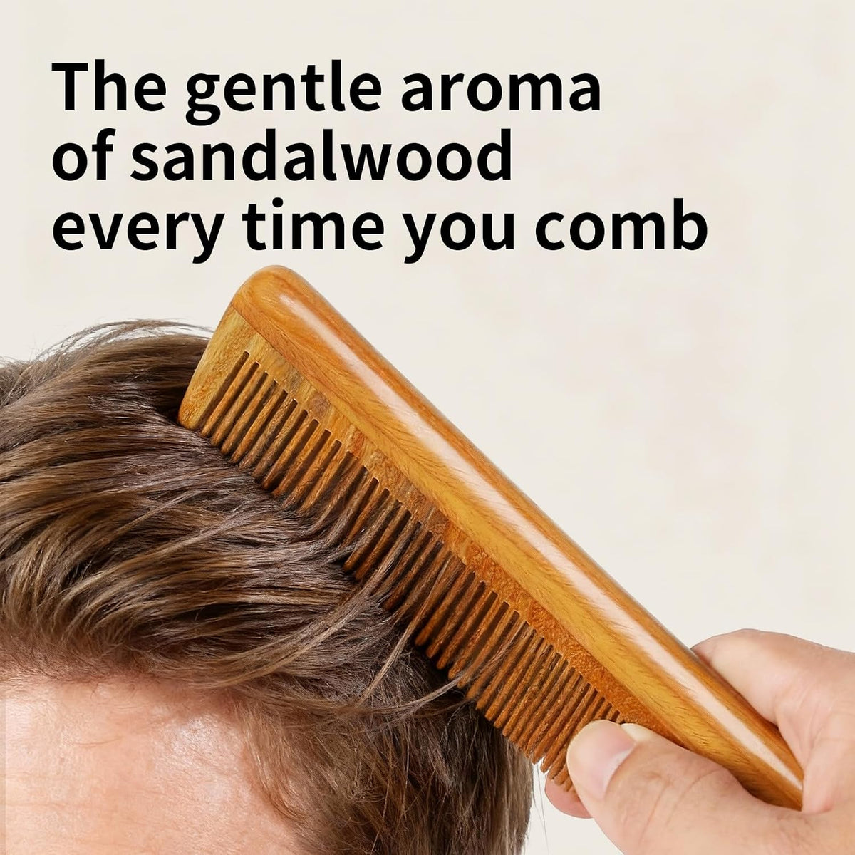 Onedor Handmade 100% Natural Green Sandalwood Wooden Comb for Men Hair, Beard, and Mustache Styling Pocket Comb With Leather Case (Long)