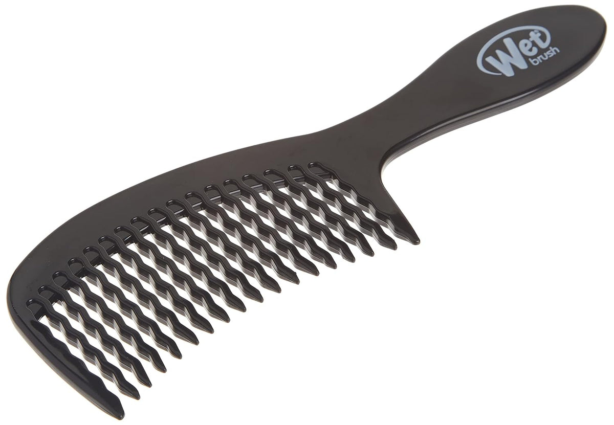 Wet Brush Detangling Comb, Black - Wide Tooth Hair Detangler with WaveTooth Design That Gently and Glides Through Tangles - Brush Throough Conditioner and Hair Masks - Gentle On Scalp and Pain-Free