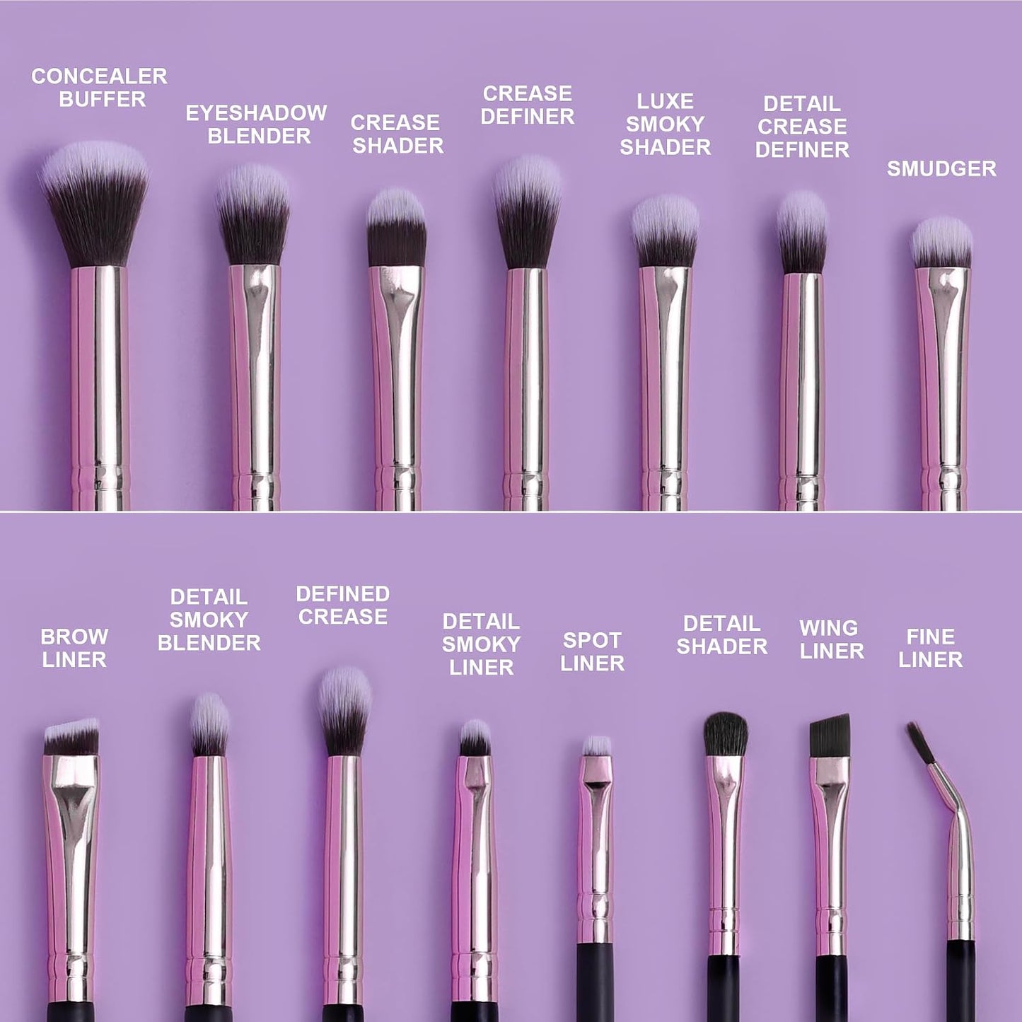 Bueart Design 15Pcs Professional Eye Makeup Brushes Set (Rose Gold &Black) | Ultra-soft Synthetic Bristle,Essential EyeShadow Brush Set with wood Handle for eyeshadow,concealer,eyebrow,eyeliner blending