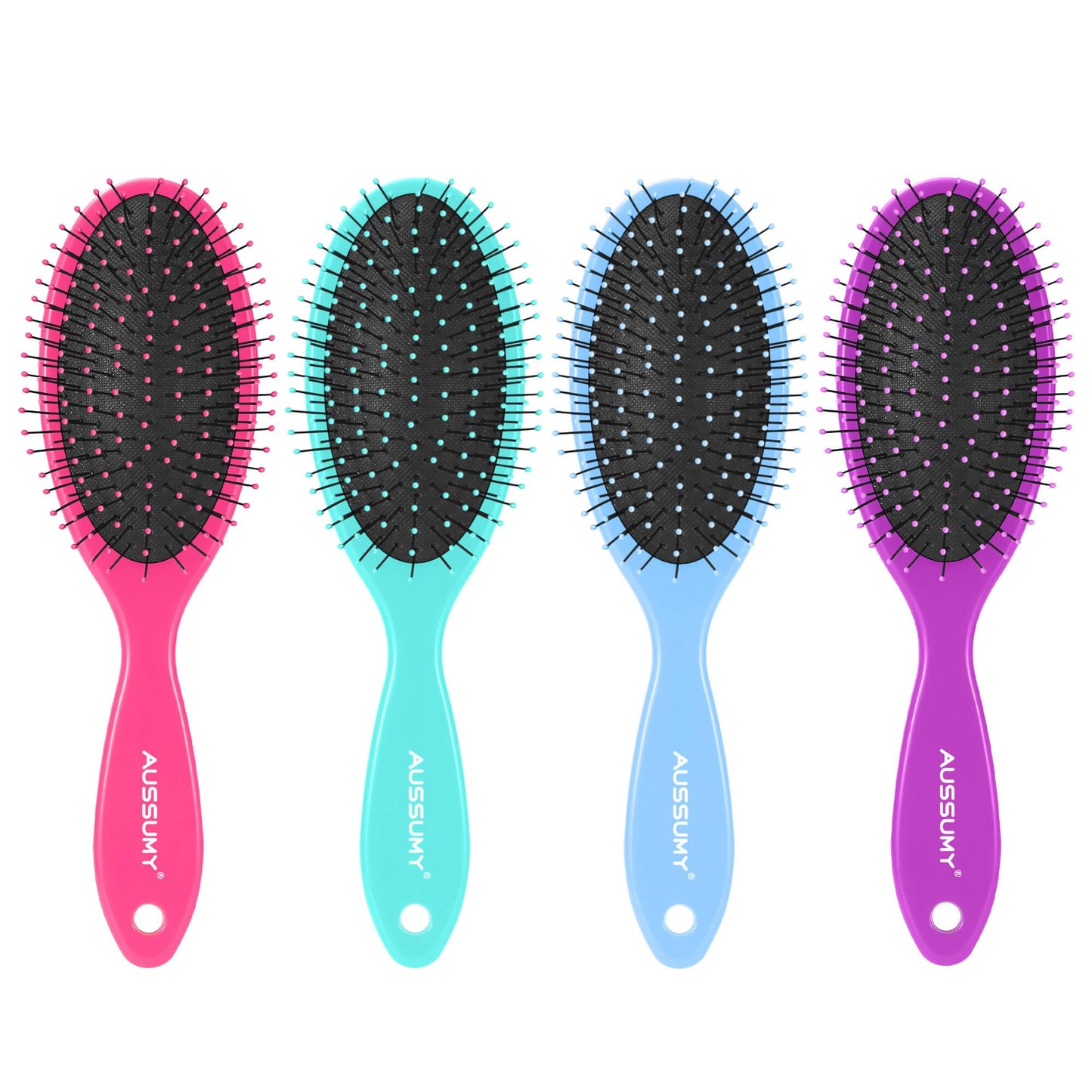 4 Pack Detangling Hair Brush - Air Cushion Detangler Hairbrush with Ultra Soft Bristles for Effortless Tangle Removal For Wet Dry Damaged Curly Fragile Hair for Women Men Boys Girls Adult Kids