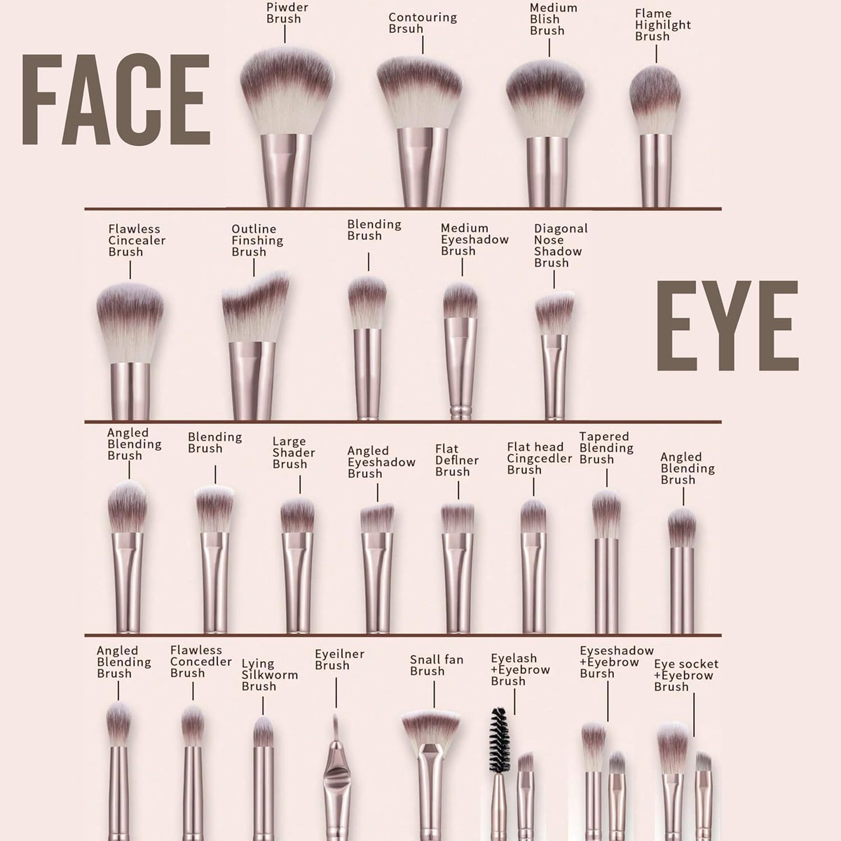 HGHDBT 55Pcs Brown Makeup Brushes Set Professional Makeup Kit Multi-functional Makeup Tool Set with Case Facial Makeup Accessories, Foundation Makeup Brush Kit Eye and Face Make up Brushes & Tools