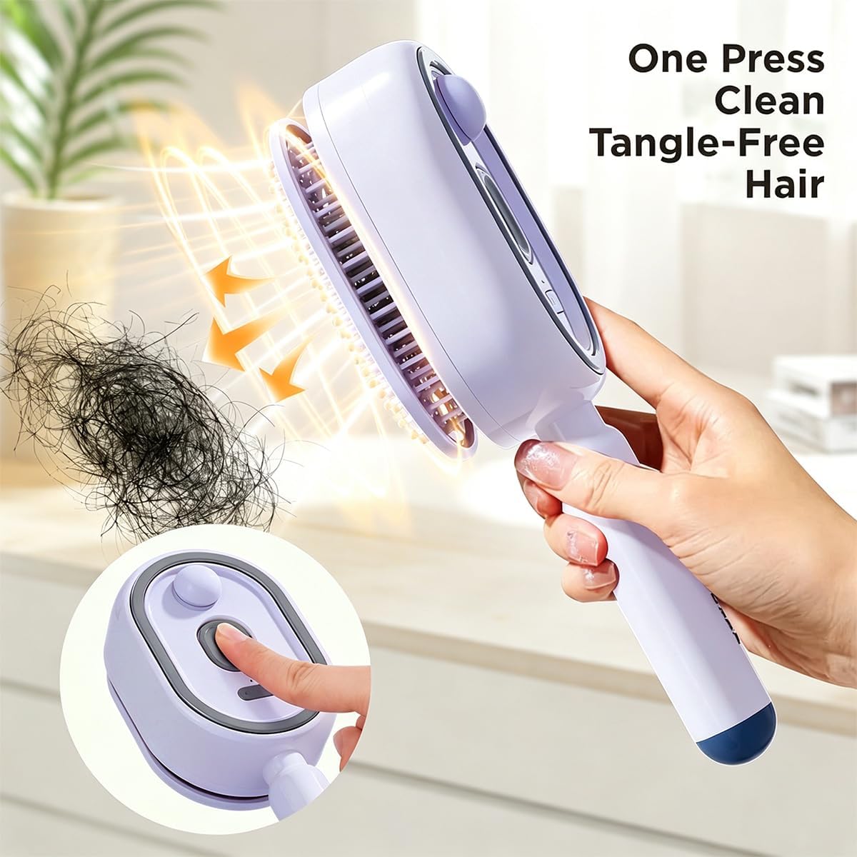 Electric Spray Air Cushion Massage Comb,2026 New 5 in 1 Air Cushion Brush with Self-Cleaning Airbag for applying essential oils, Relieve Hair Tangles & Dryness(Purple)