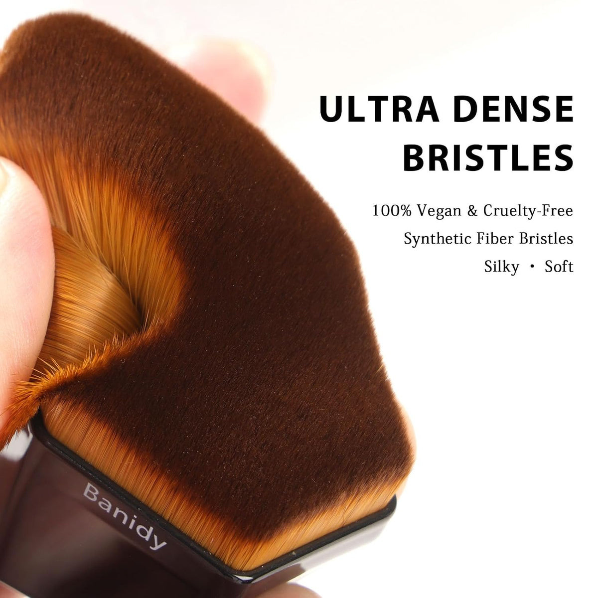 Foundation Brush, Angled Wavy Kabuki Makeup Brush with Protective Case | Dense Face Brush for Flawless & Streak-Free Finish, Blending, Liquid, Cream