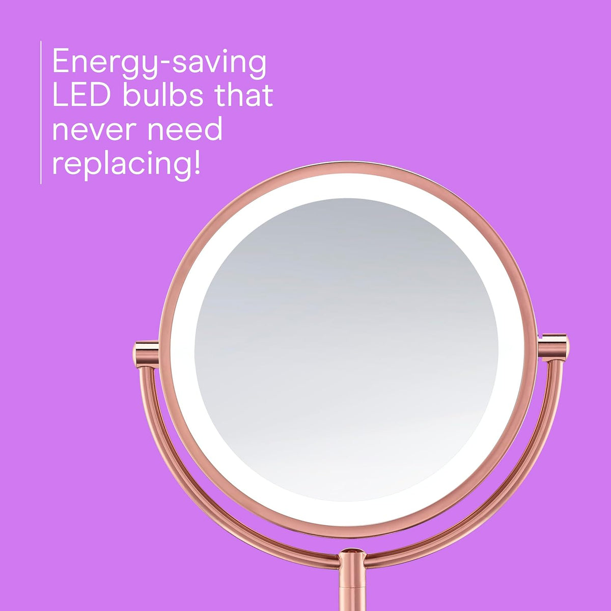 Conair Lighted Makeup Mirror, LED Vanity Mirror, 1X/10X Magnifying Mirror, Double Sided, Battery Operated in Rose Gold